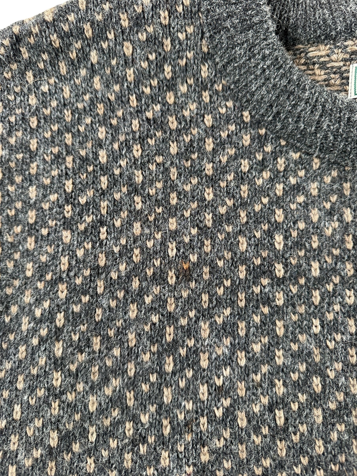 Stain on Vintage Brown & Grey L.L. Bean Nordic Birdseye Sweater SZ L