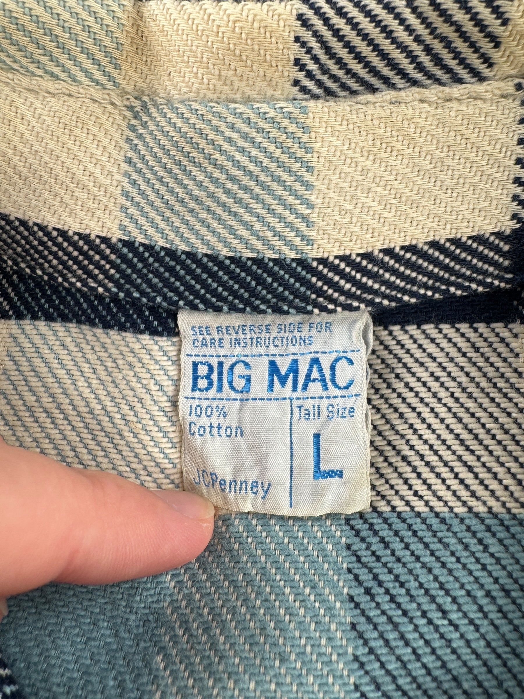Tag on Vintage Big Mac Navy and White Cotton Flannel SZ L