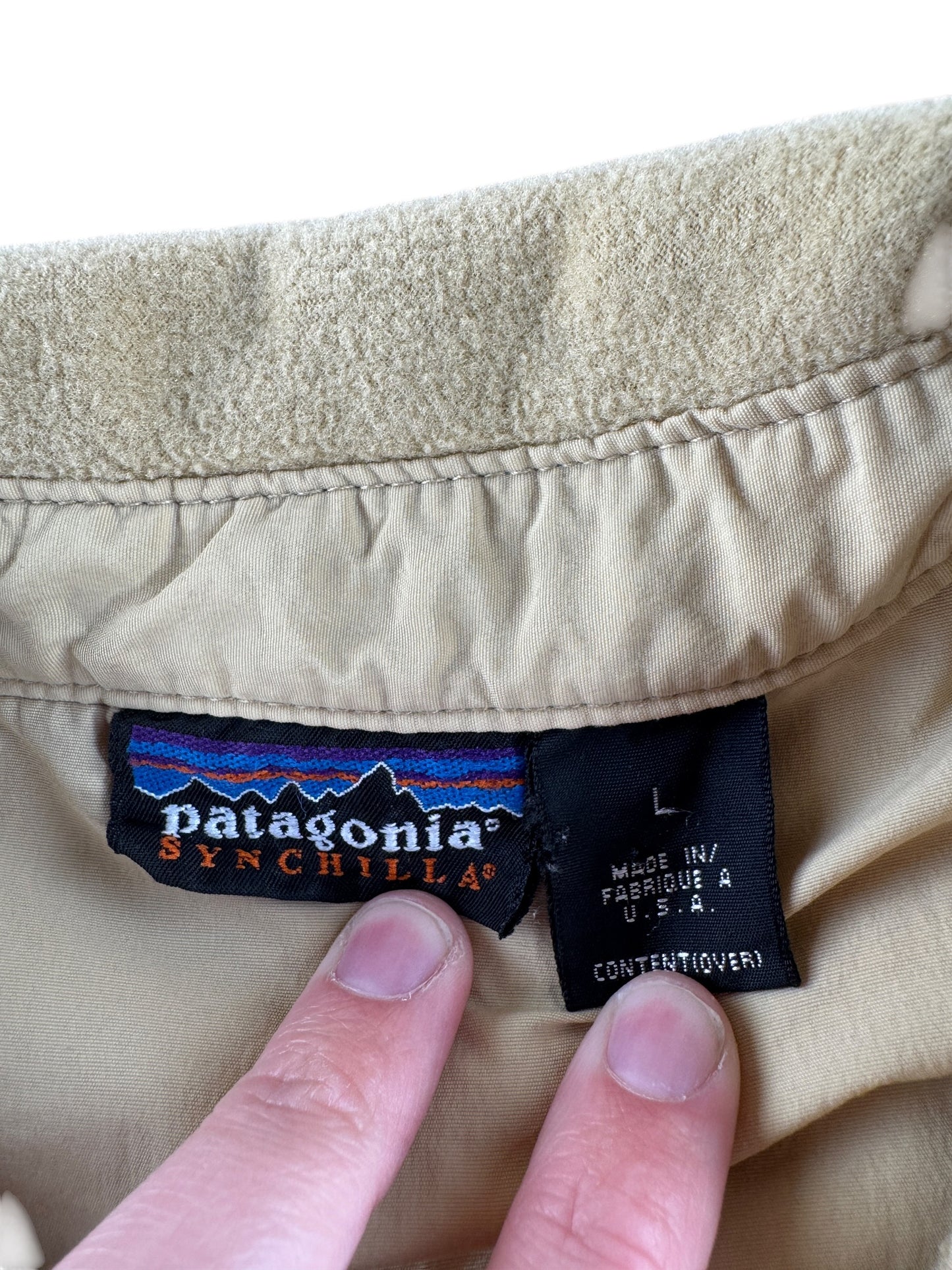 Tag on Vintage Patagonia Synchilla Fleece Shirt SZ L