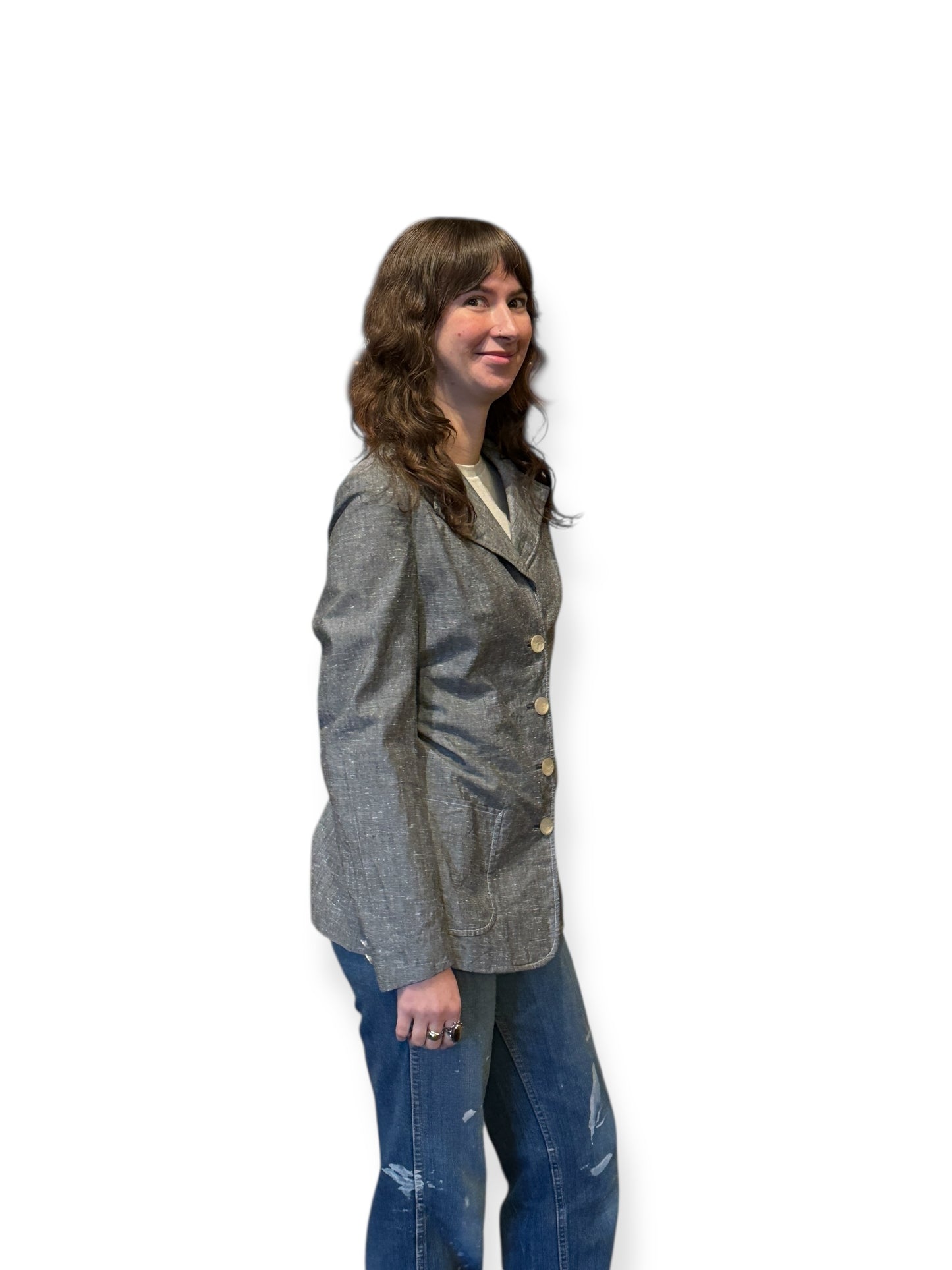 Side of Vintage 60s Silk Blend Blazer SZ S