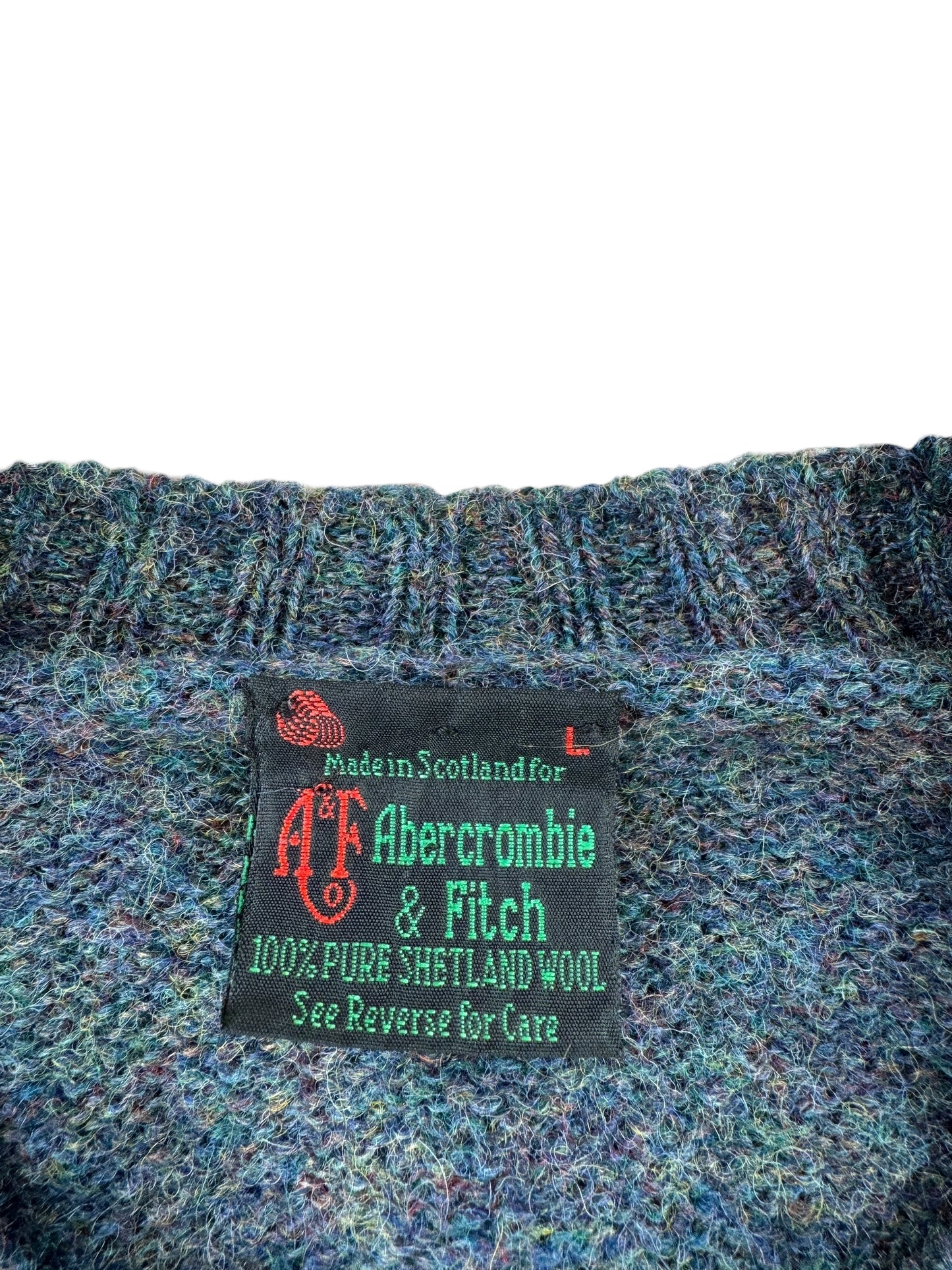 Tag on Vintage Abercrombie & Fitch Scottish Wool Sweater SZ L