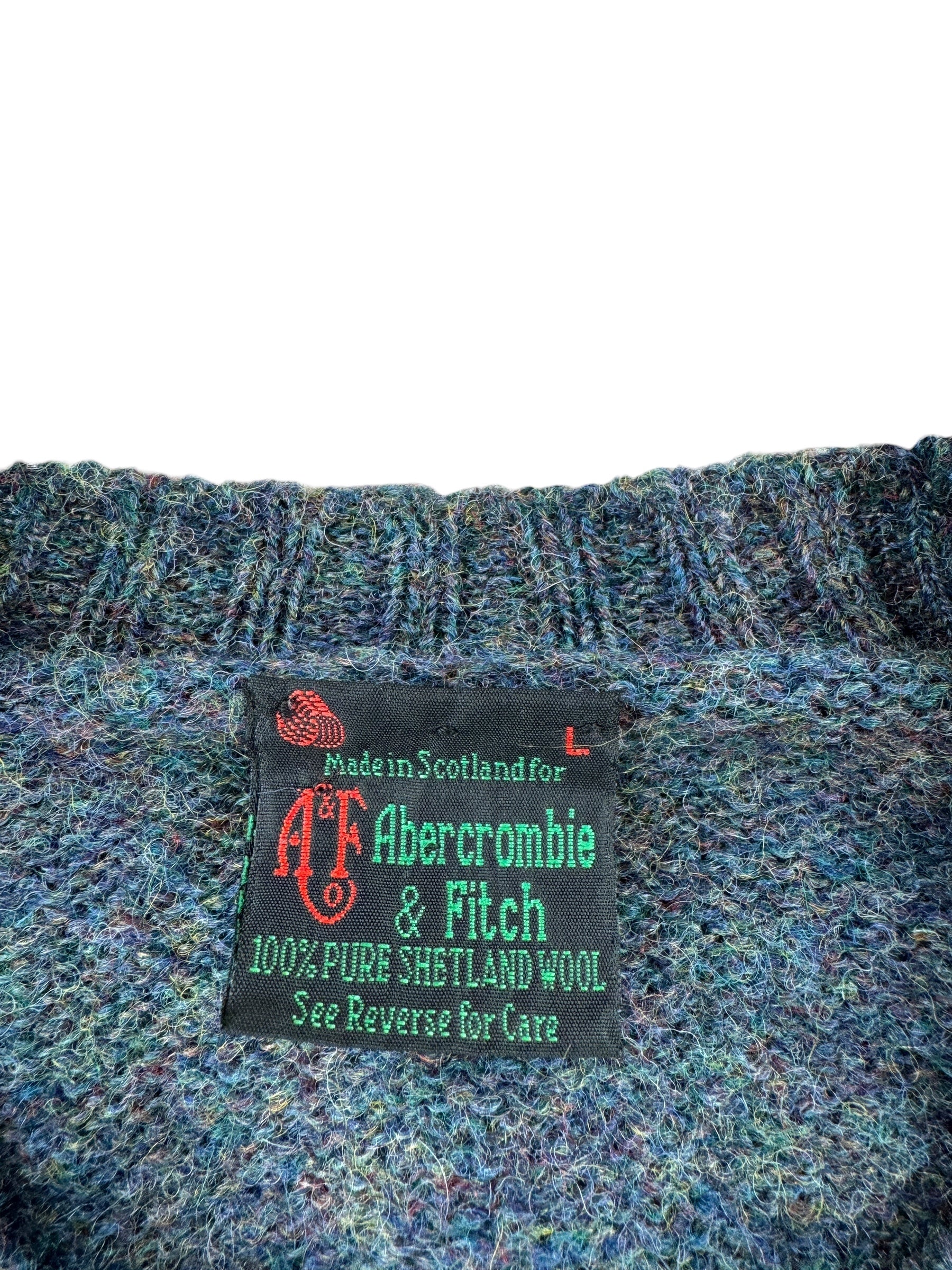 Tag on Vintage Abercrombie & Fitch Scottish Wool Sweater SZ L