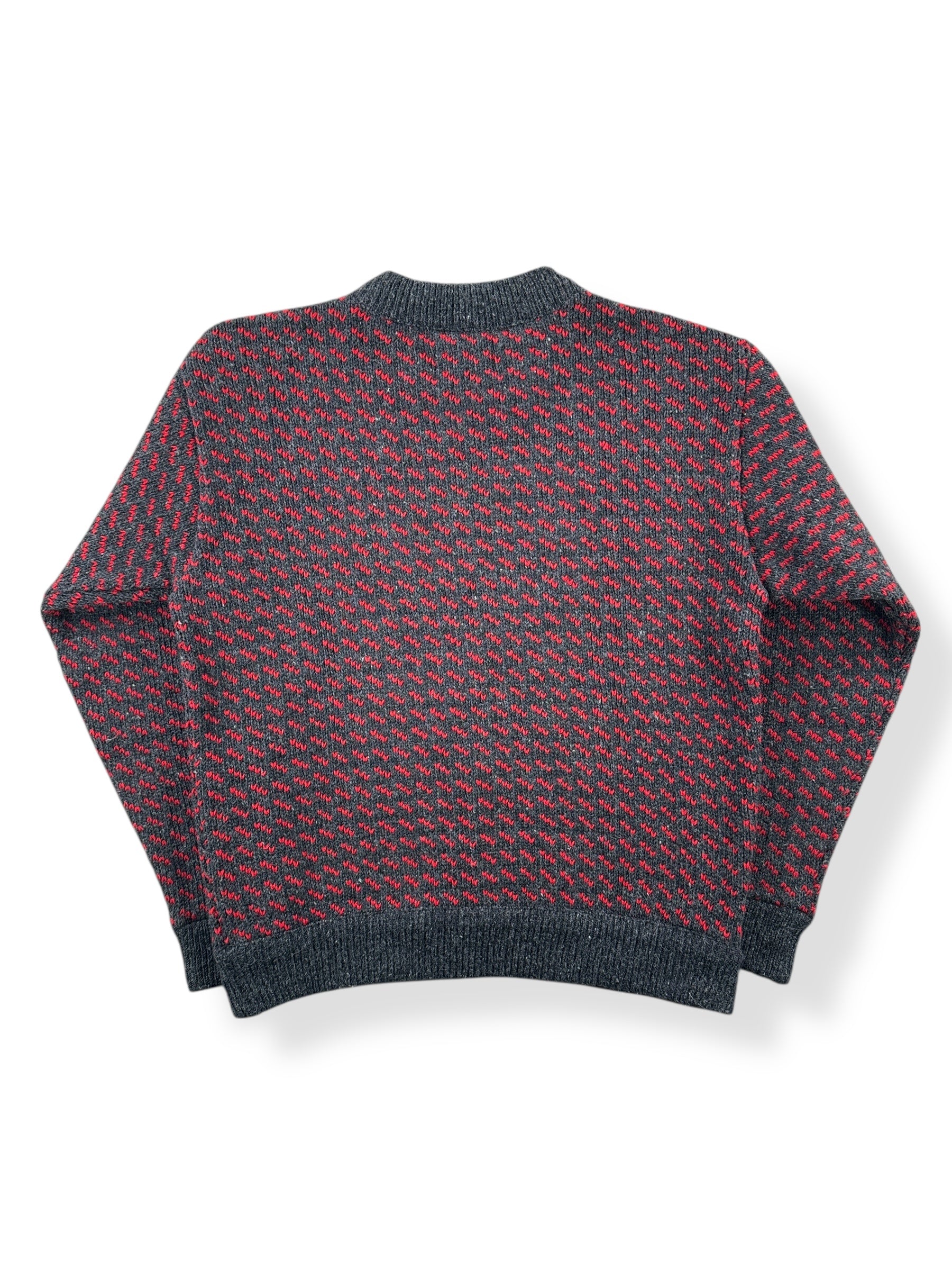 Back of Vintage Ladies LL Bean Birdseye Sweater Red & Grey SZ M