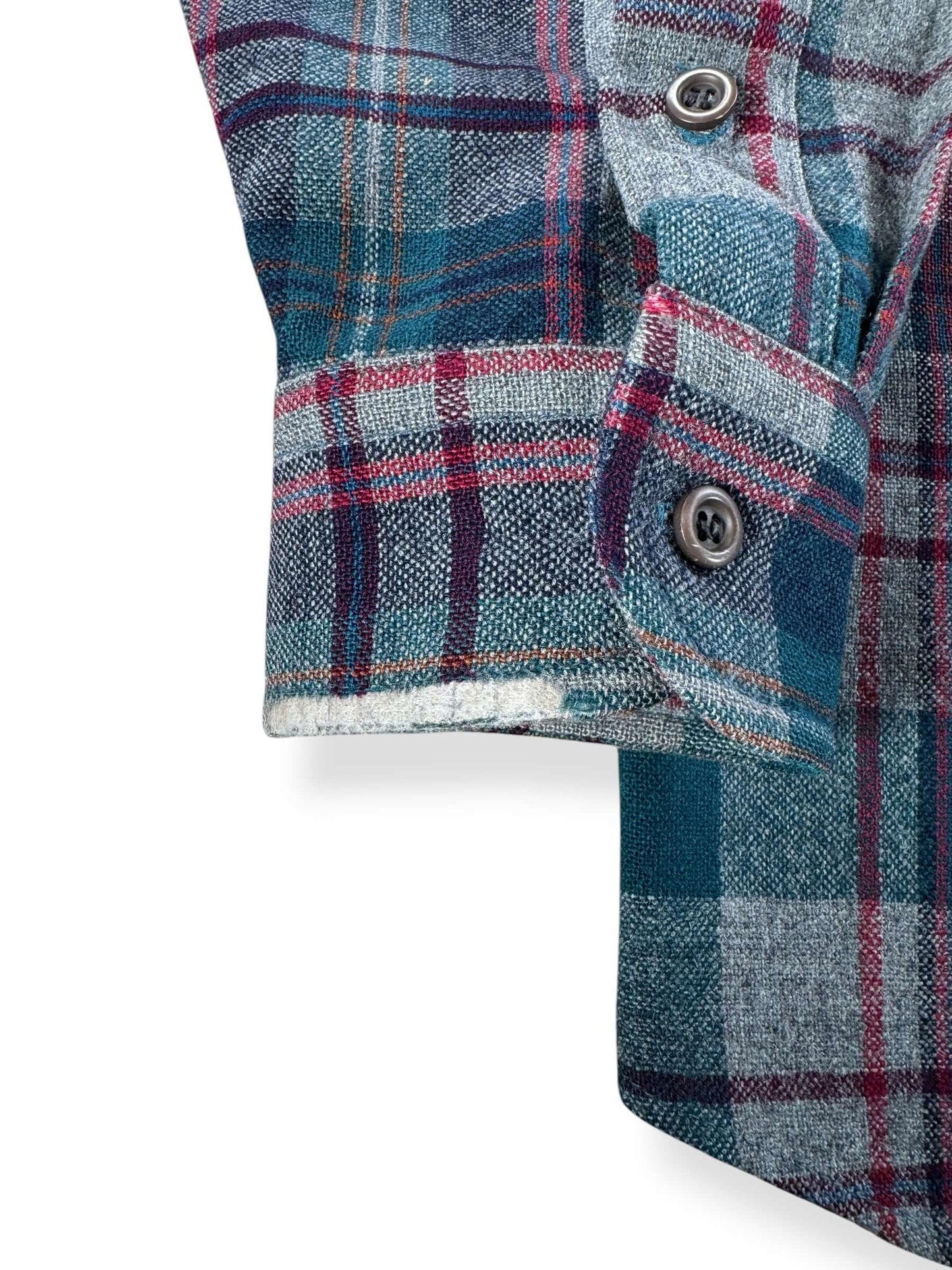 Wear on Cuff on Vintage Pendleton Green & Grey Flannel SZ XL