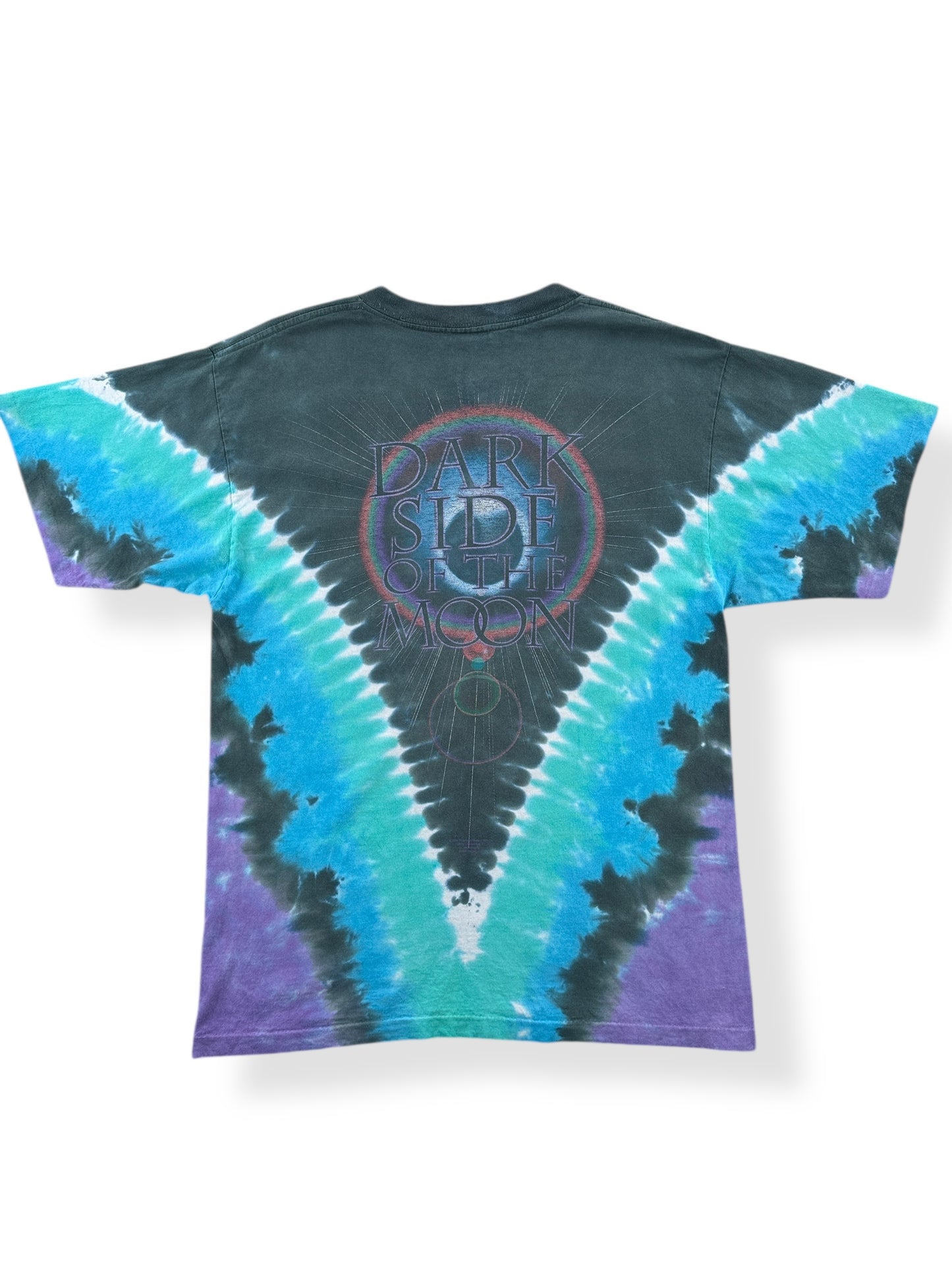 Back of Vintage Liquid Blue Pink Floyd Tie Dye Tee SZ M