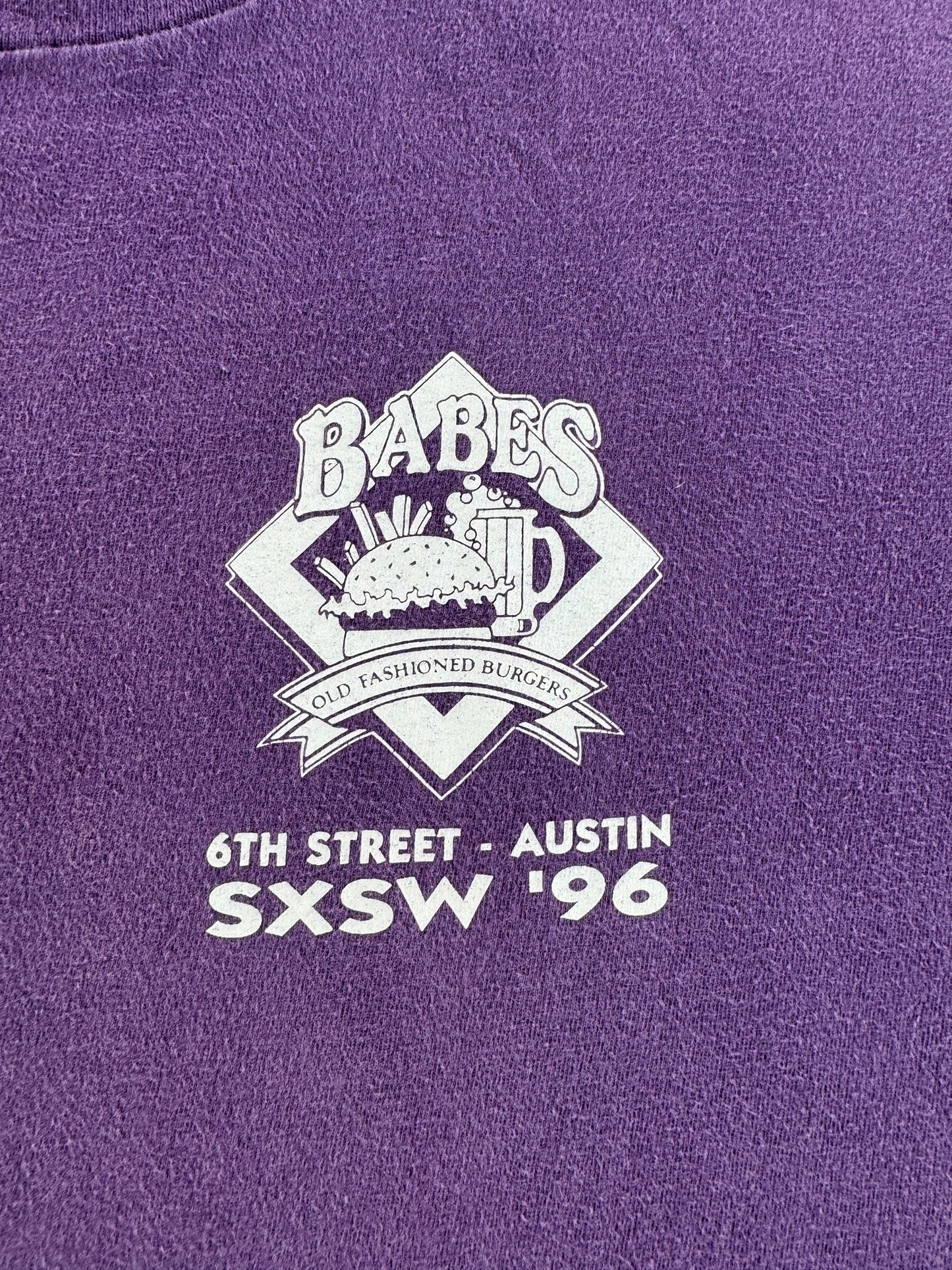 Graphic of Vintage '96 SXSW Babes Burgers Tee SZ XL (Fits L)