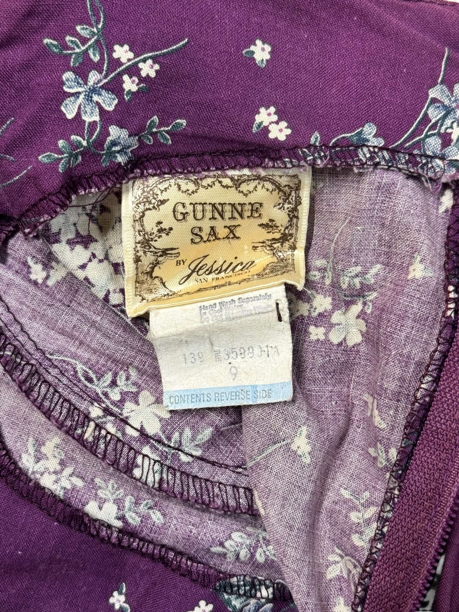 Tag view of 1970s Purple Gunne Sax Sundress S