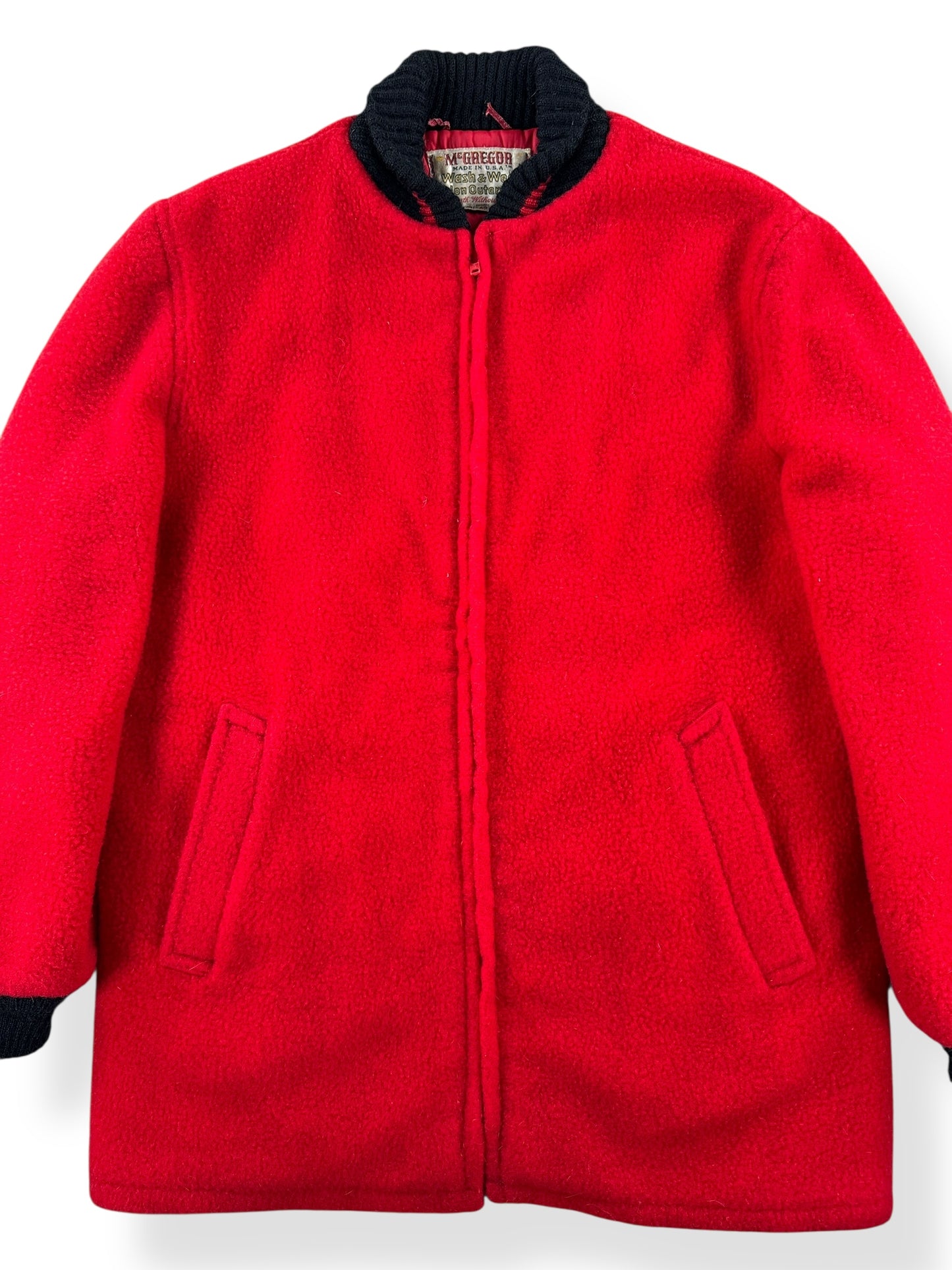 Front Close Up of Vintage McGregor Ram Jet Fleece Coat SZ 42