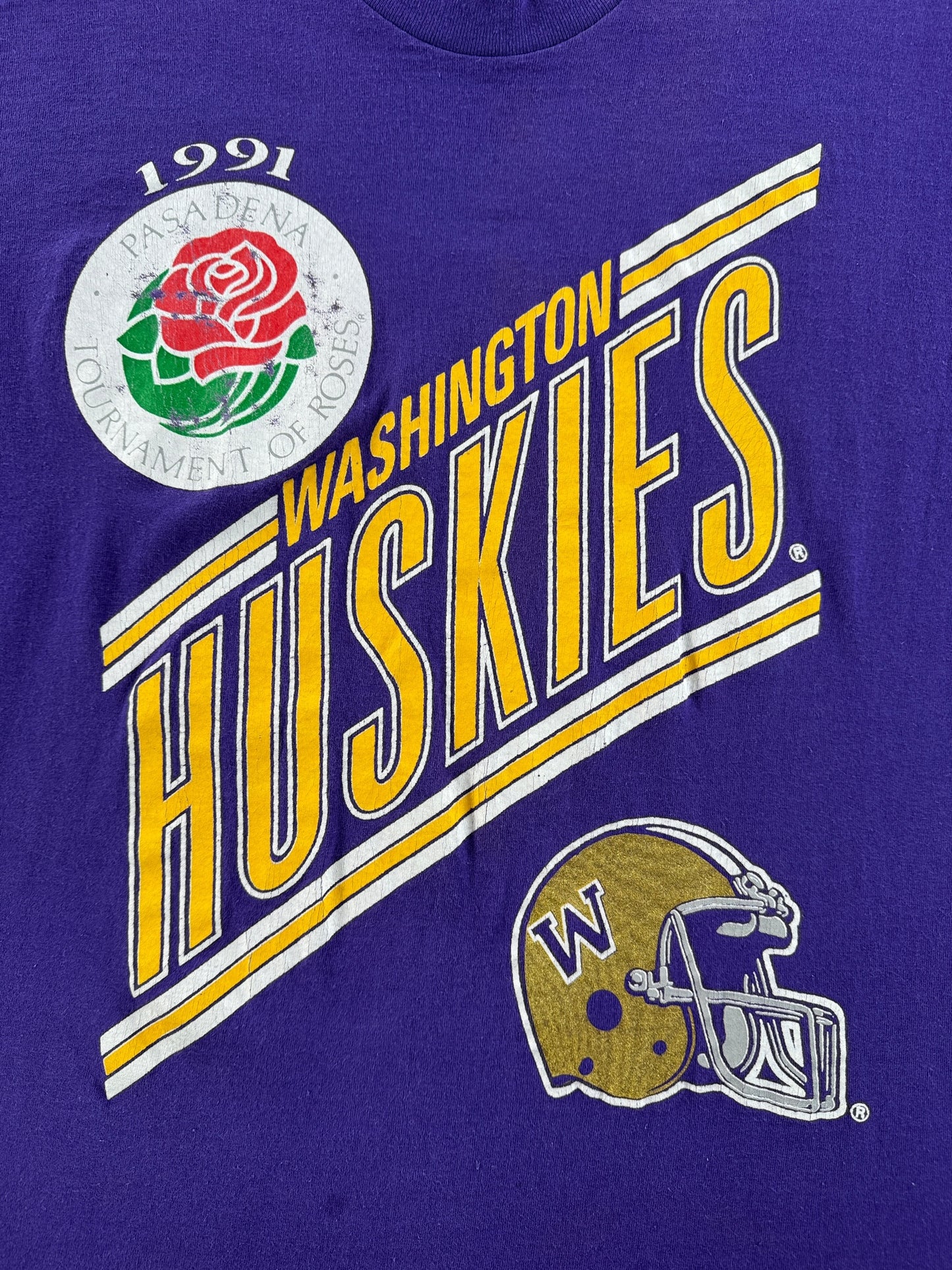 Graphic of Vintage 1991 Huskies Rose Bowl Tee SZ M