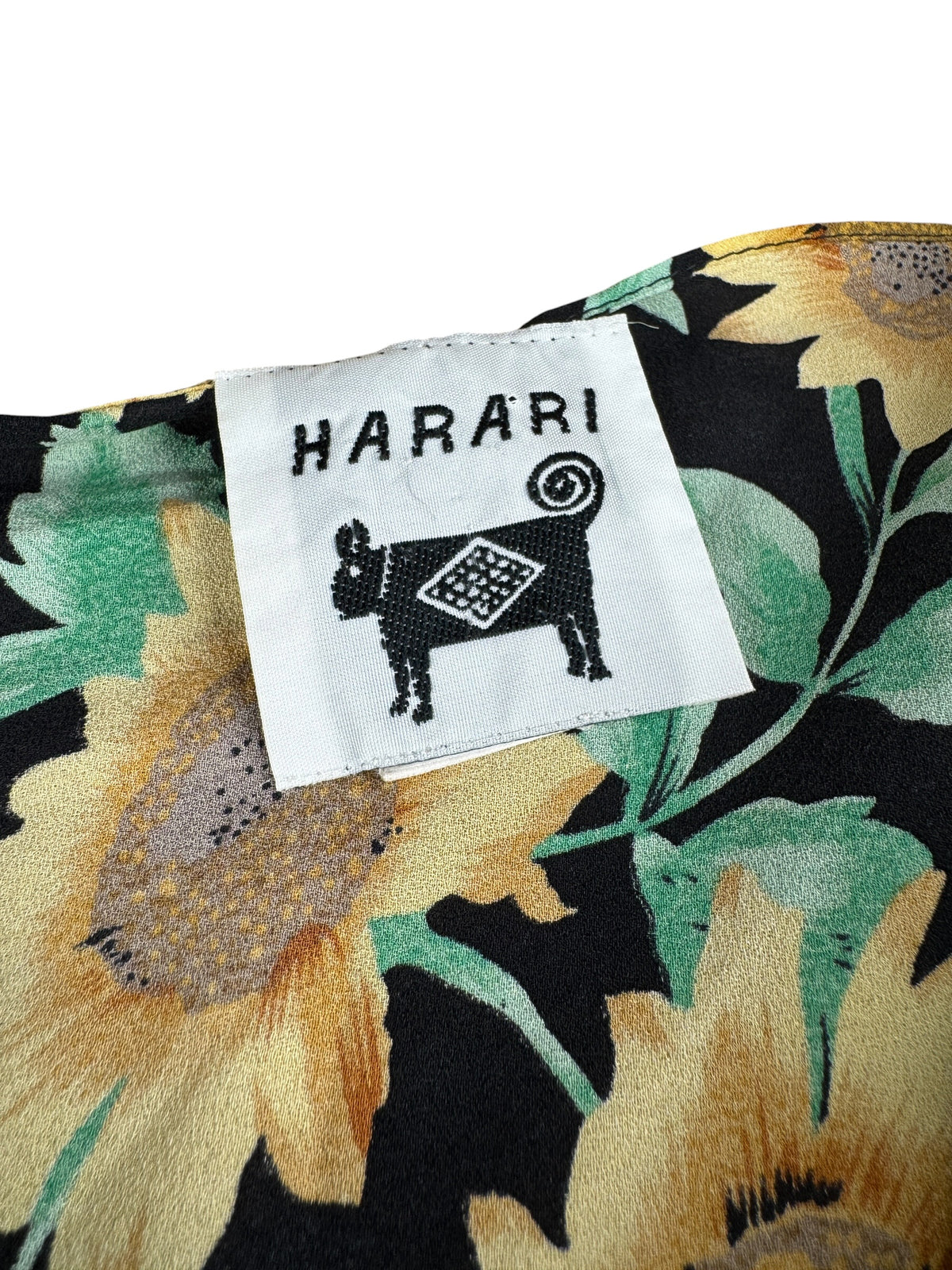 Tag on Vintage 90s Silk Sunflower Skirt SZ M