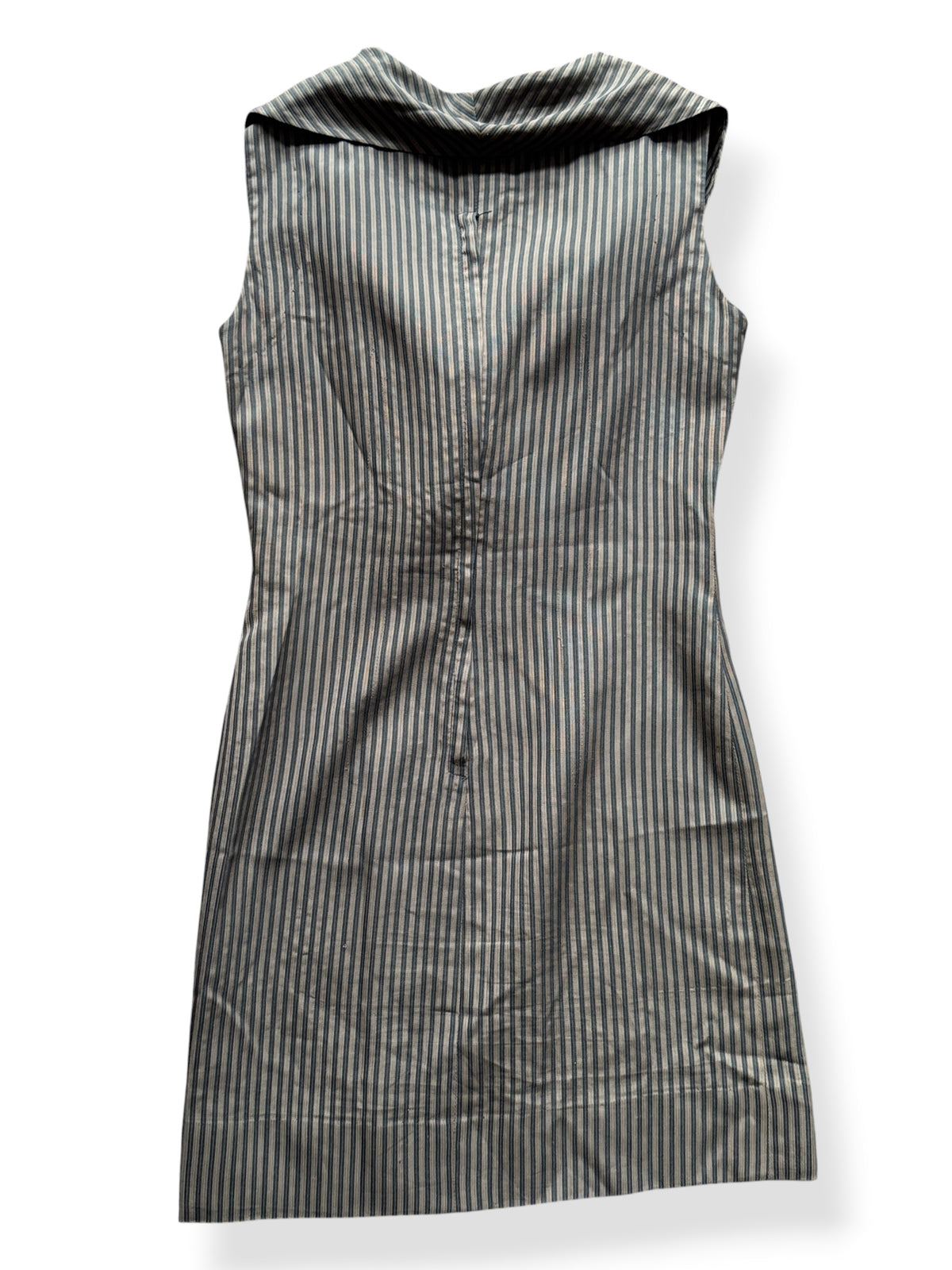 Back of Vintage 1960s Mary Mason Striped Sailor Collar Dress SZ M