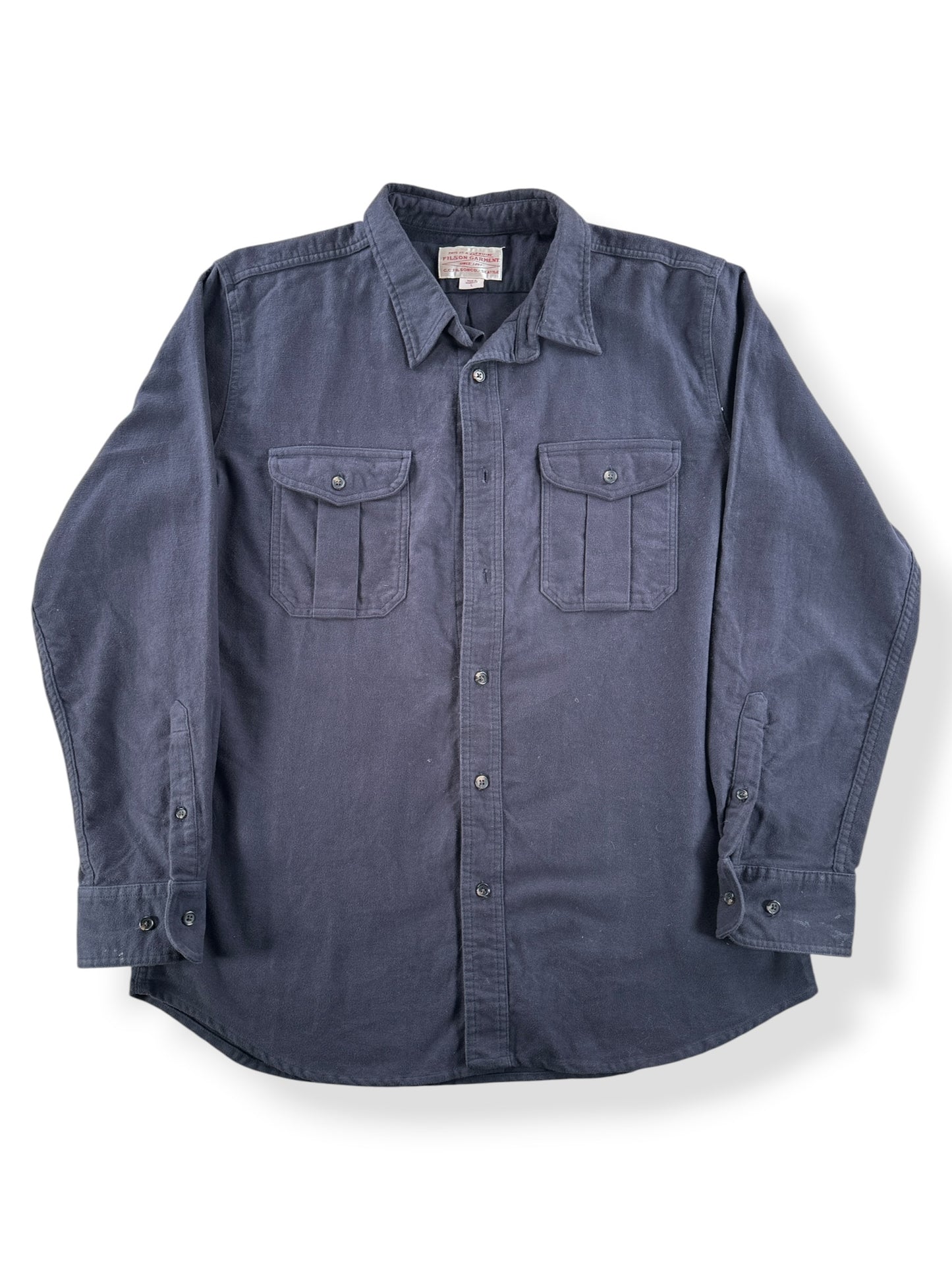 Front of Filson Moleskin Alaska Guide Shirt SZ L - AS IS