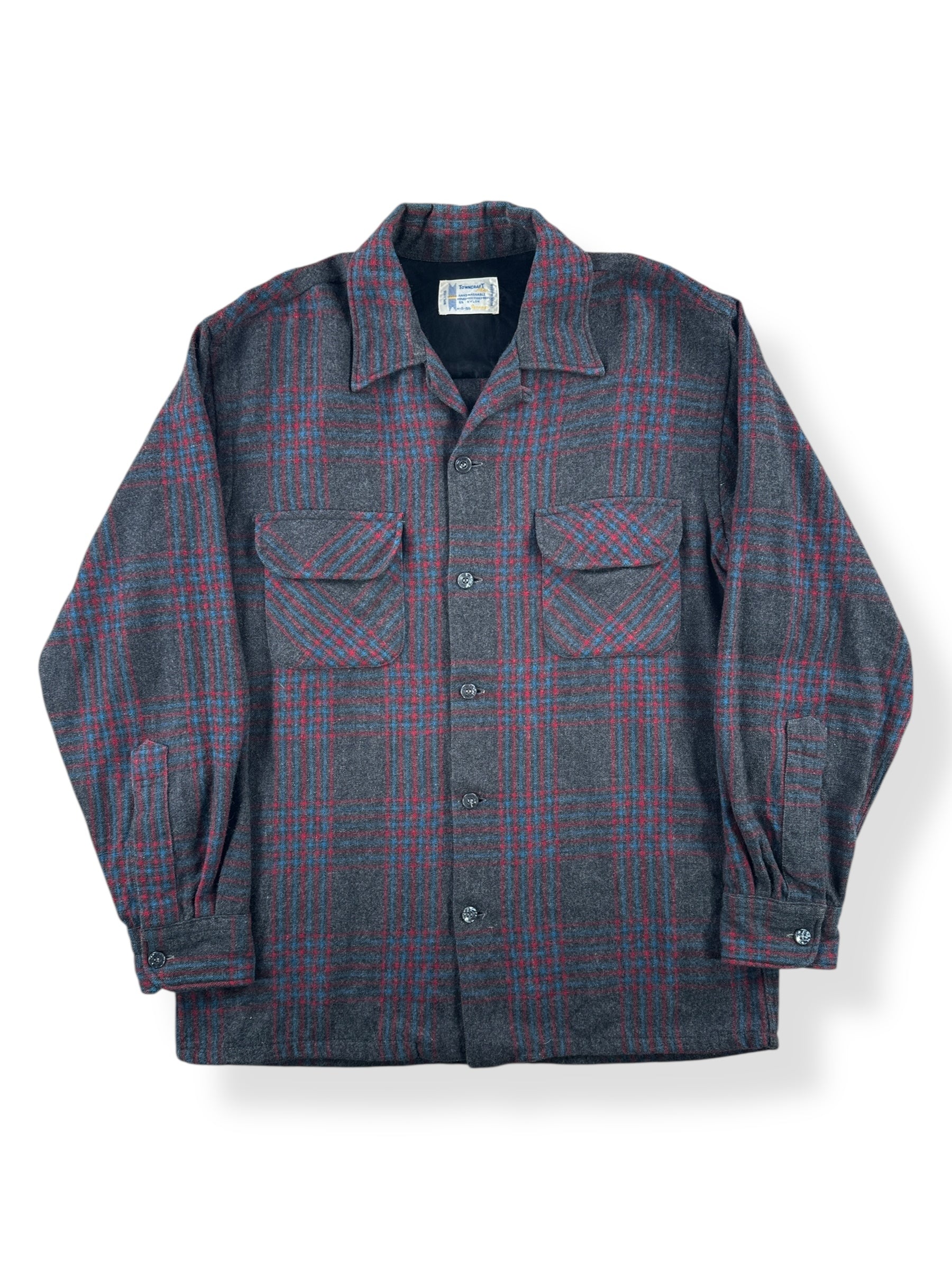 Front of Vintage Penney's Towncraft Wool Board Shirt SZ S