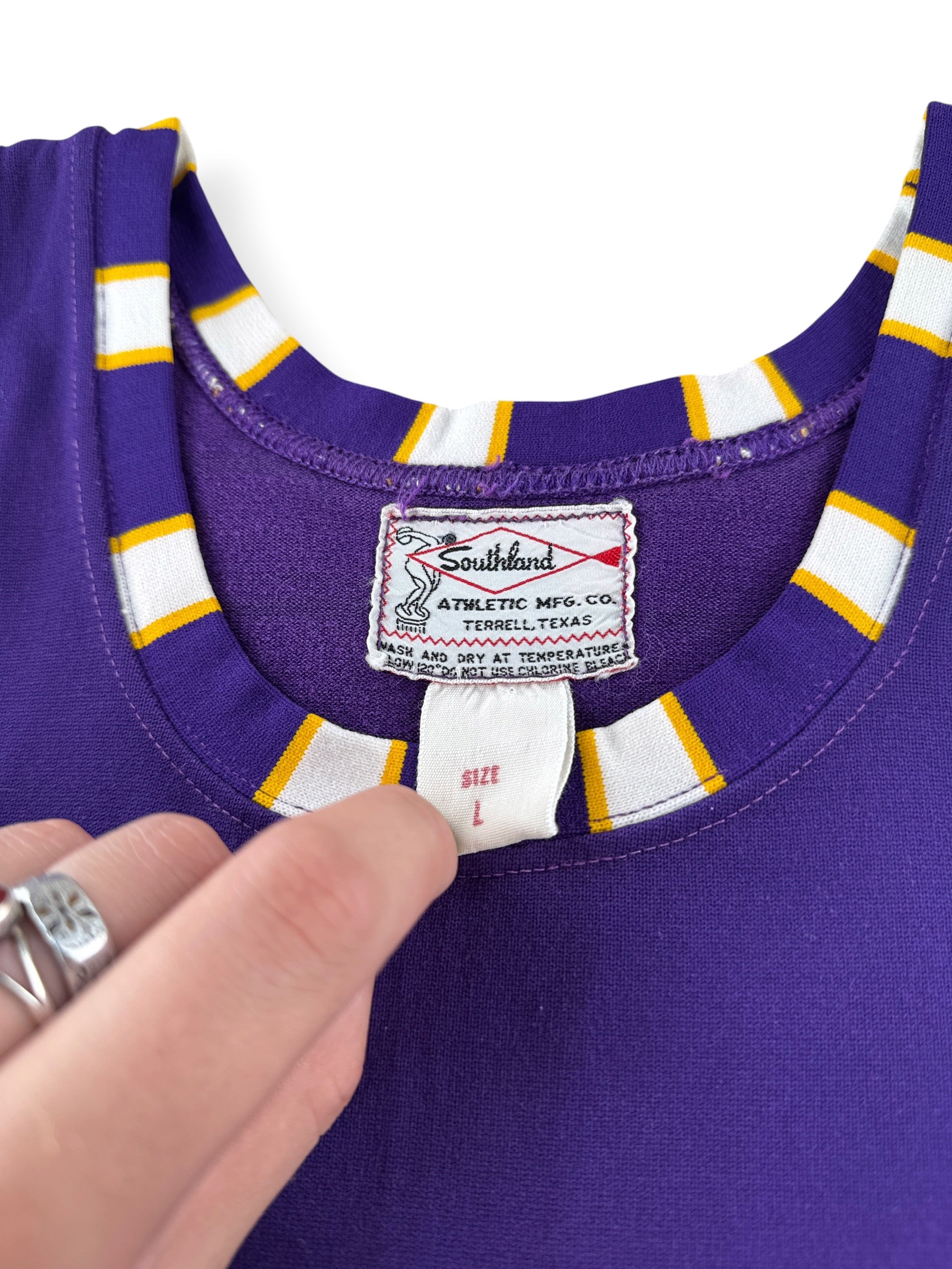 Tags on Vintage Southland "2" Purple Tank Top Jersey SZ L (Fits M)