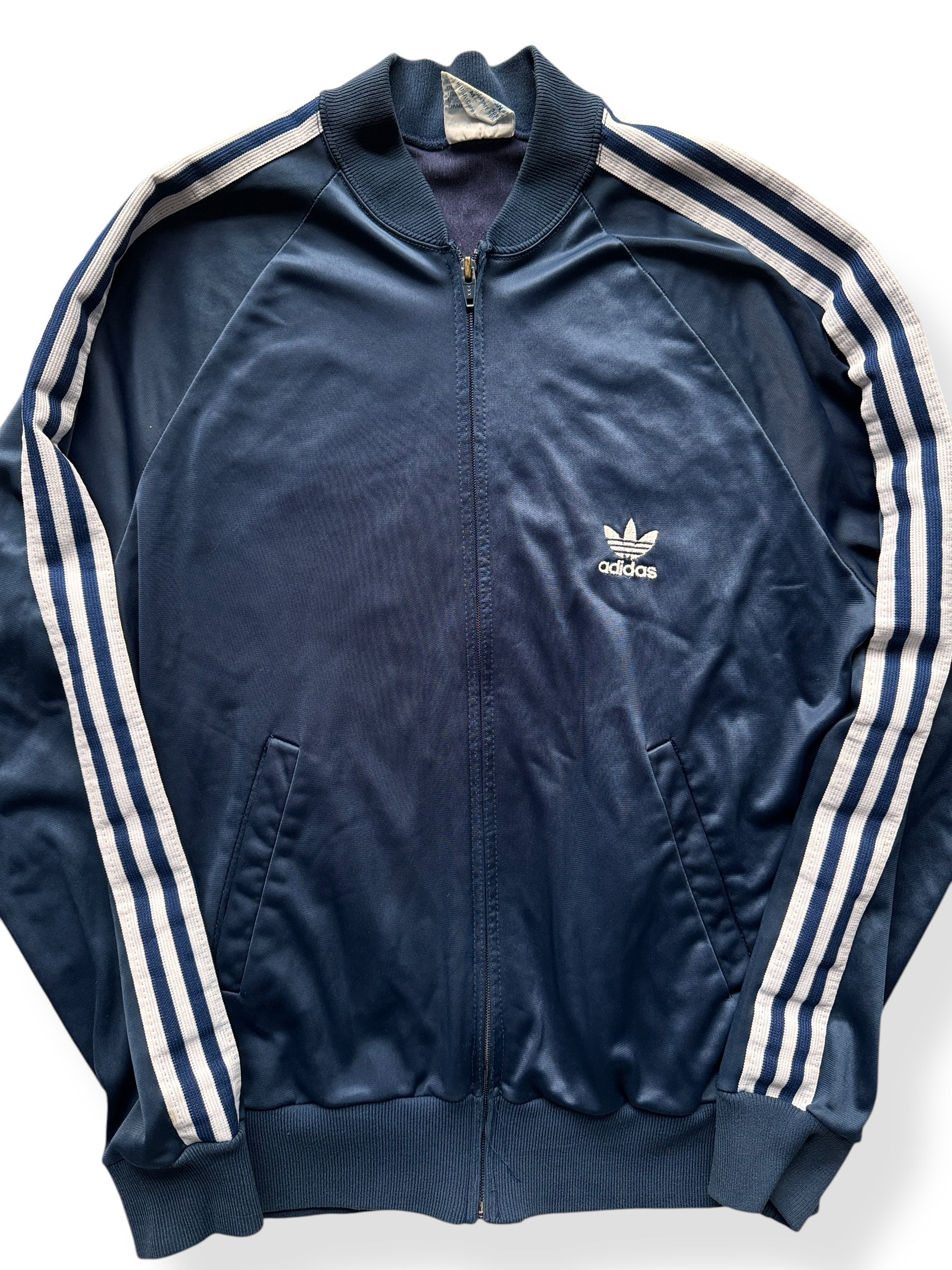 Front Close Up of Vintage 80s Era Adidas Track Top SZ M