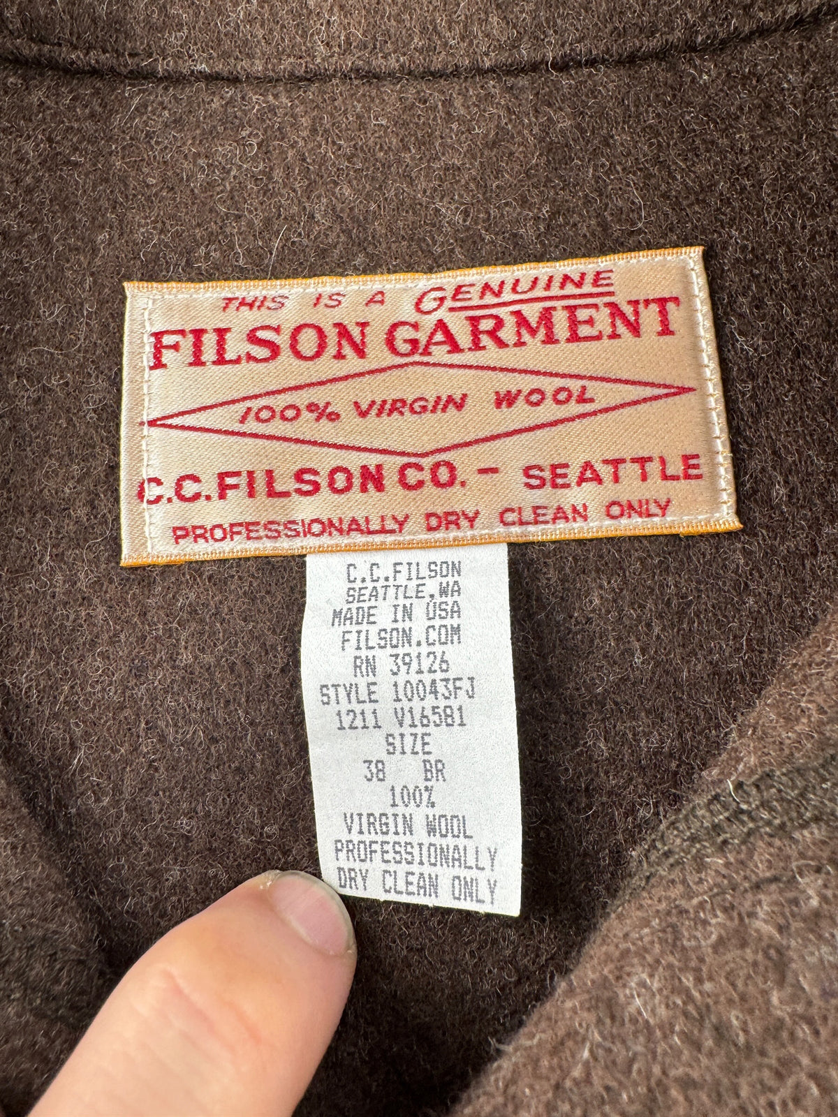 Tags n Filson Mackinaw Brown Wool Cruiser SZ 38