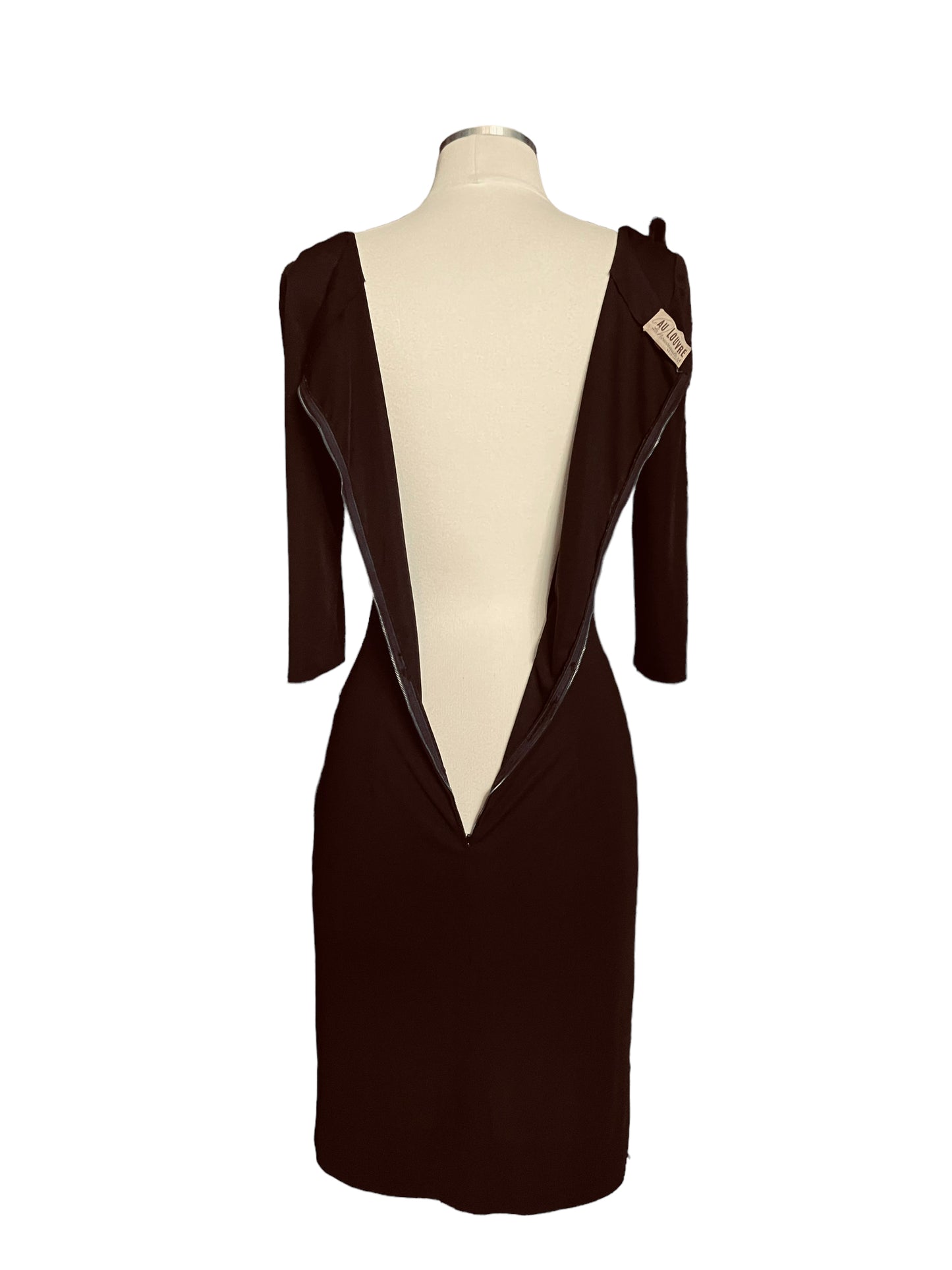 Open back view of Vintage 1940s Au Louvre Black Dress |  Barn Owl Vintage | Seattle Vintage Dresses