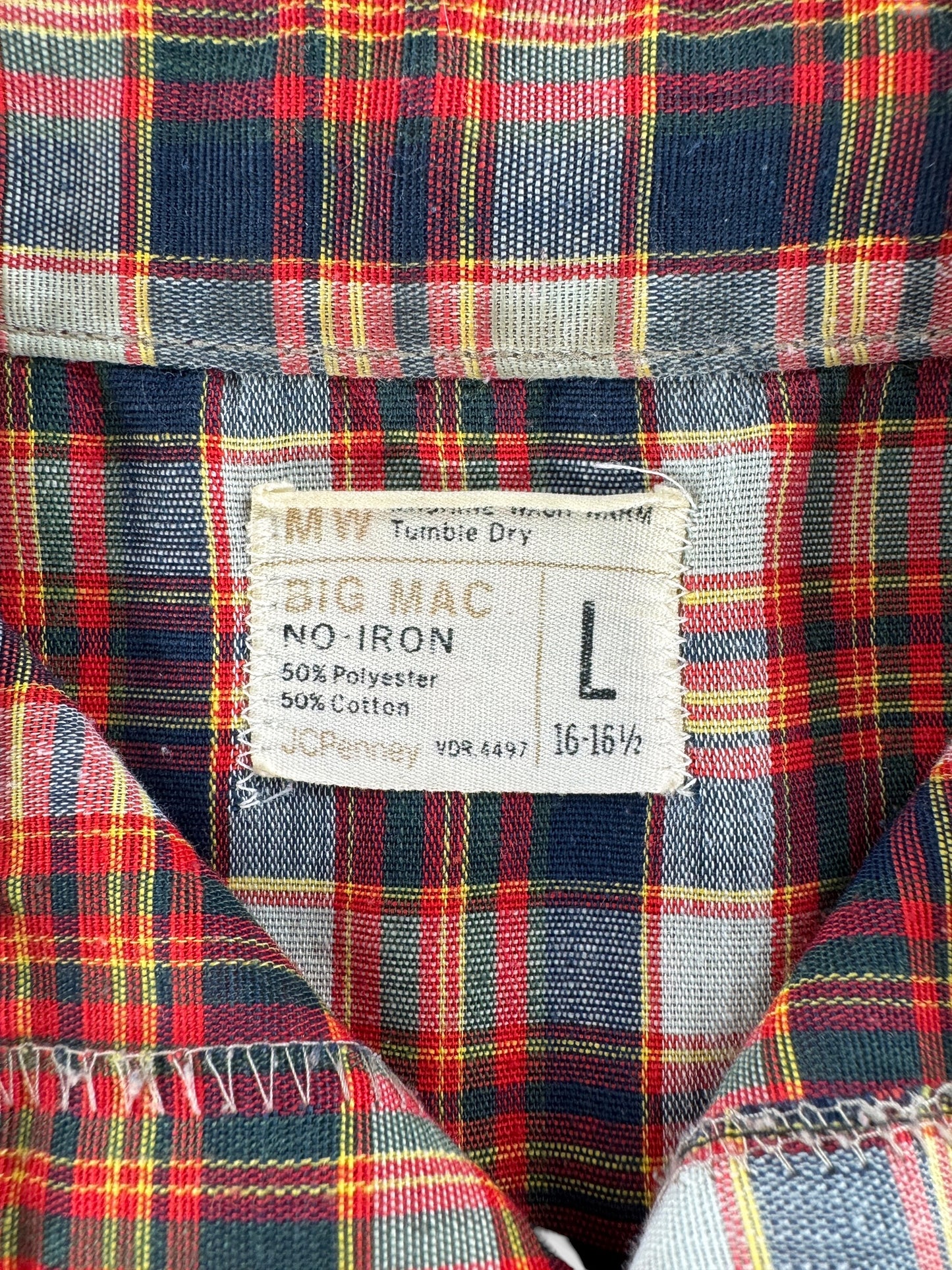 Tag on Vintage Cropped Big Mac Plaid Shirt SZ L