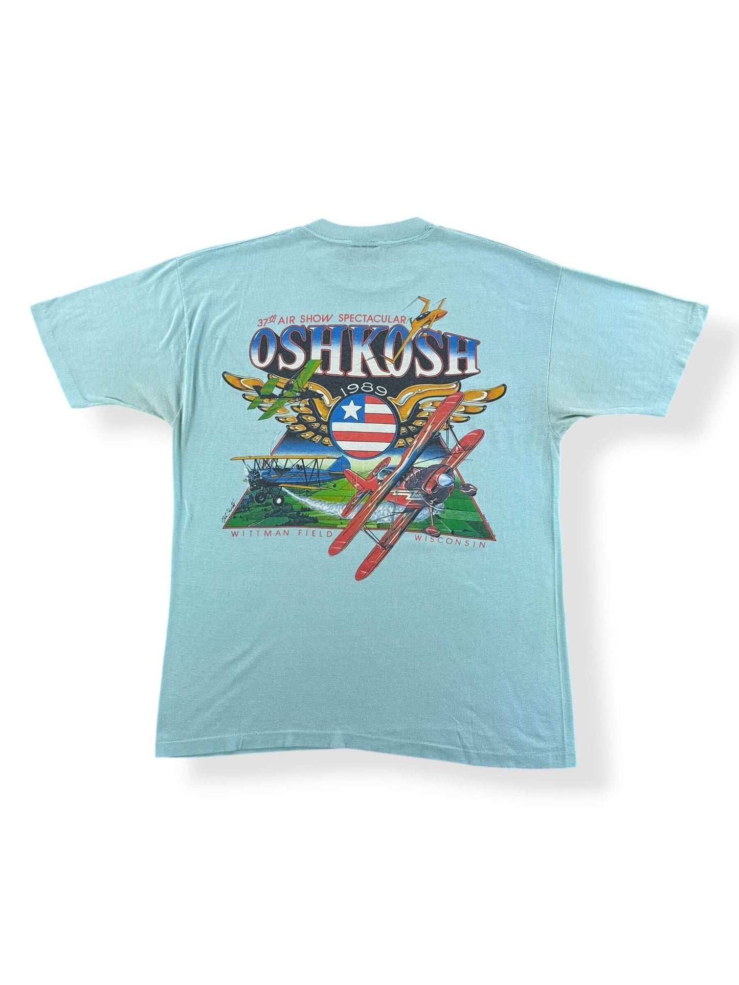 Back of Vintage Oshkosh 1989 Air Show Tee SZ XL (Fits M/L)