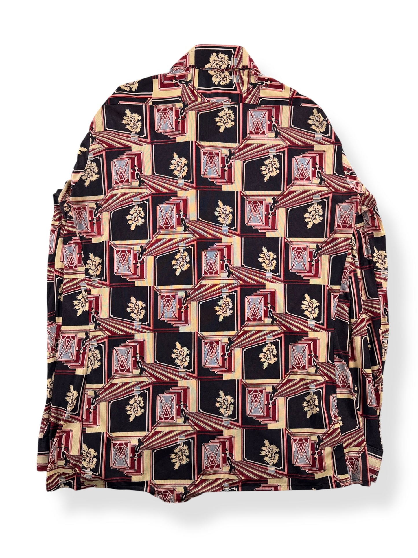 Back of Vintage Van Heusen Op Art Print Disco Shirt SZ XL (Fits L)