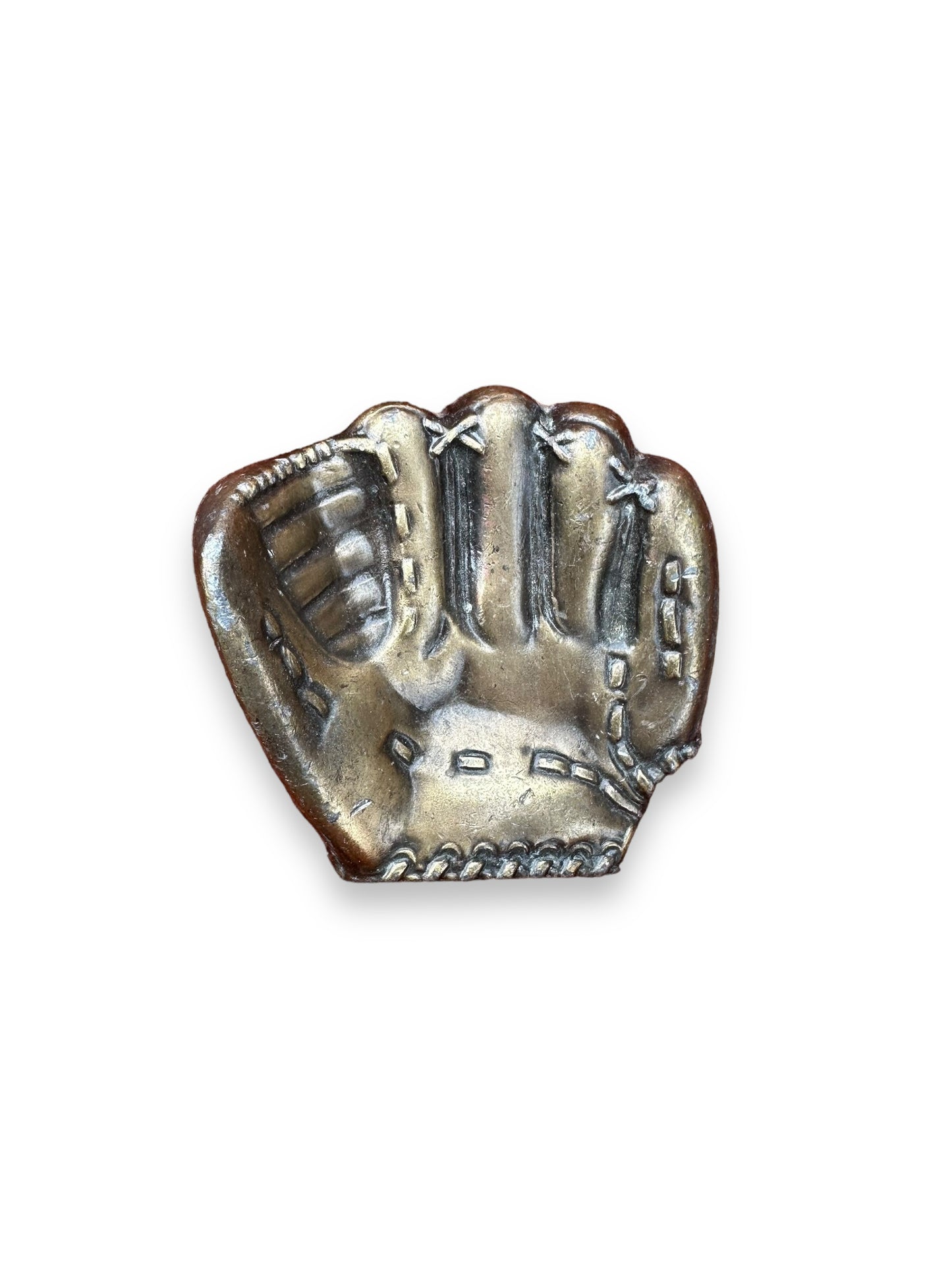 Front View of Vintage 1978 Jimm Watson Baseball Glove Belt Buckle