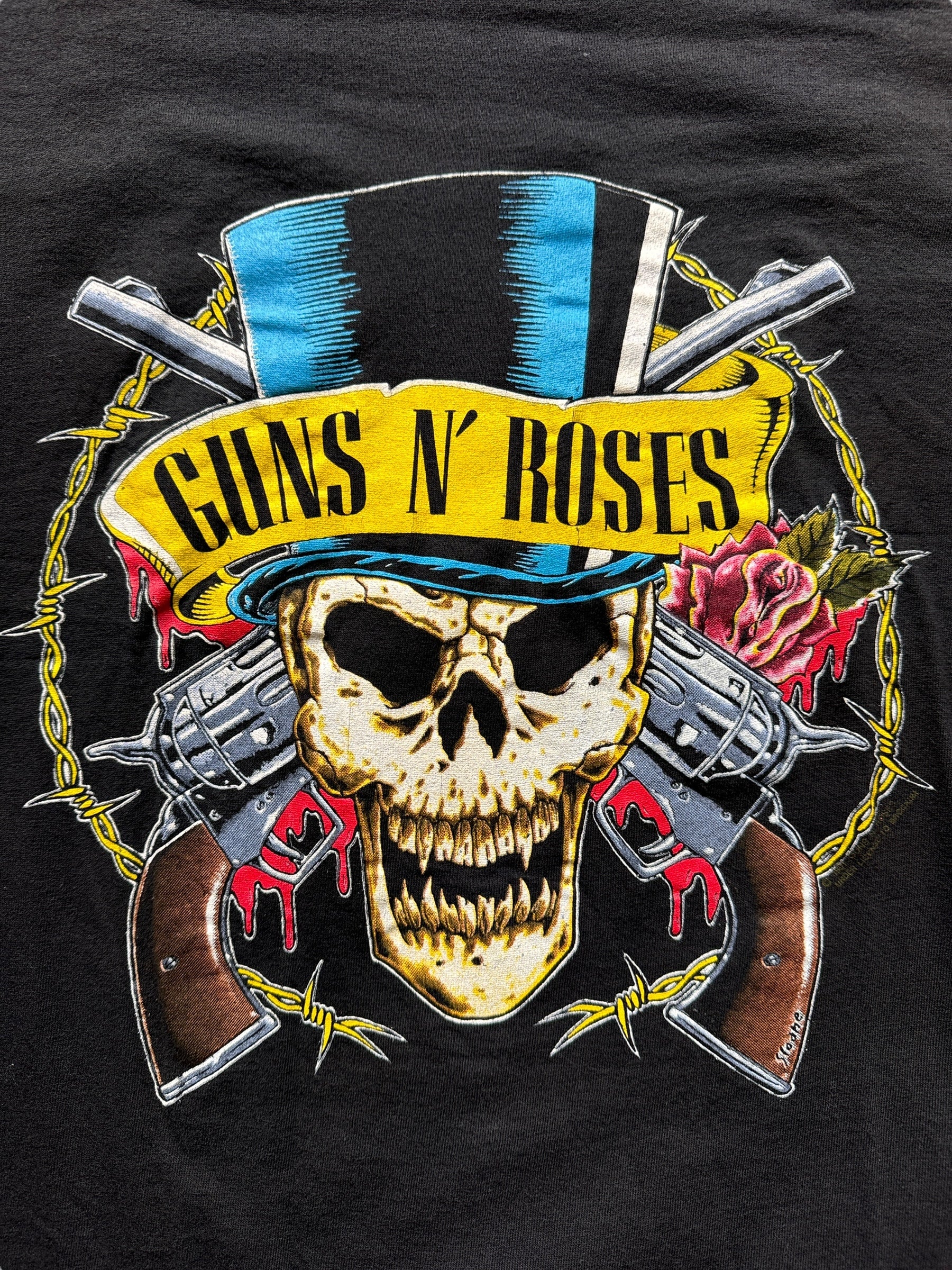 front graphic of Vintage '91 Guns N' Roses Tour Band Tee SZ L