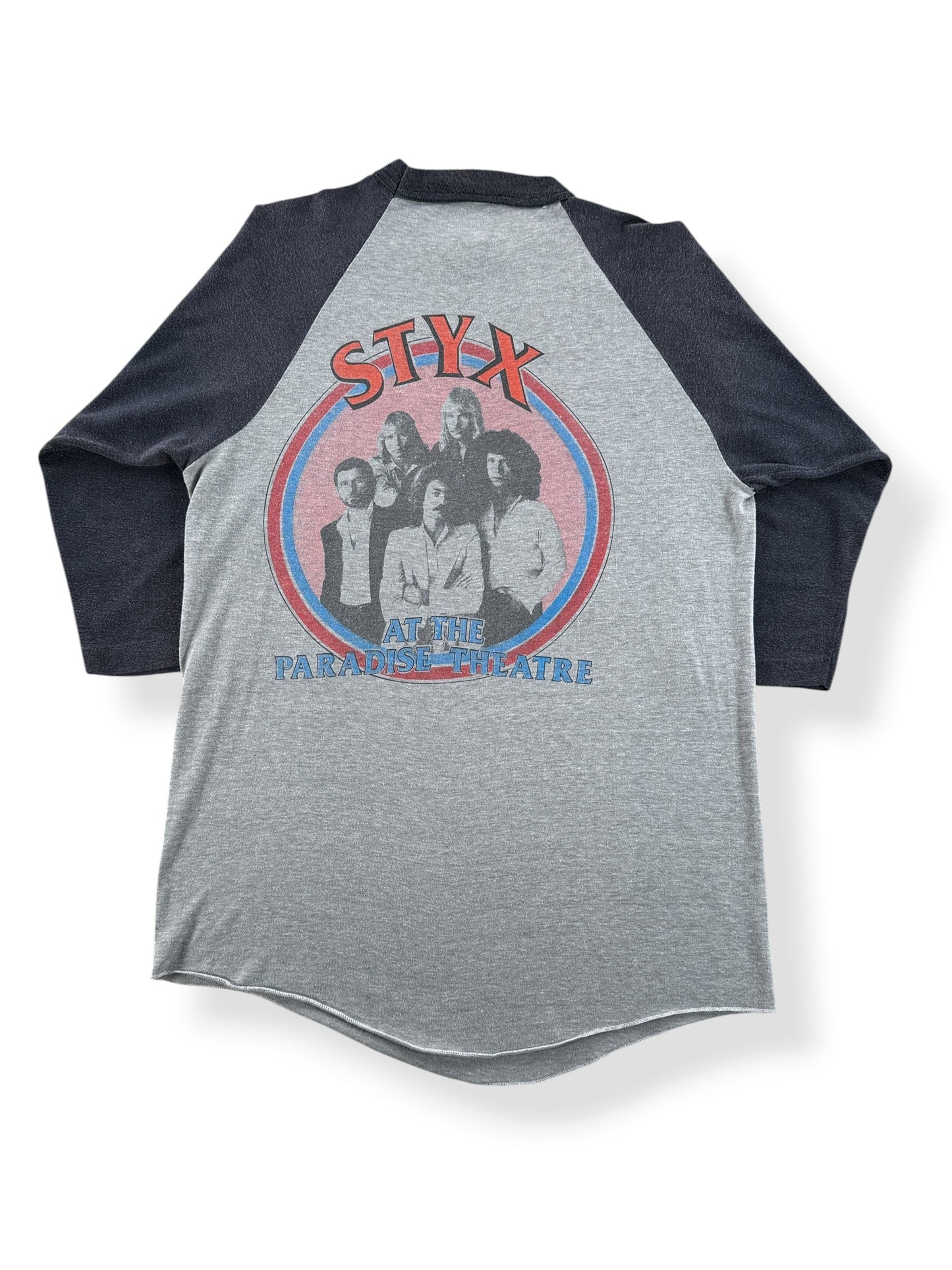 Back of Vintage Styx '81 World Tour Raglan Tee SZ L (Fits M)