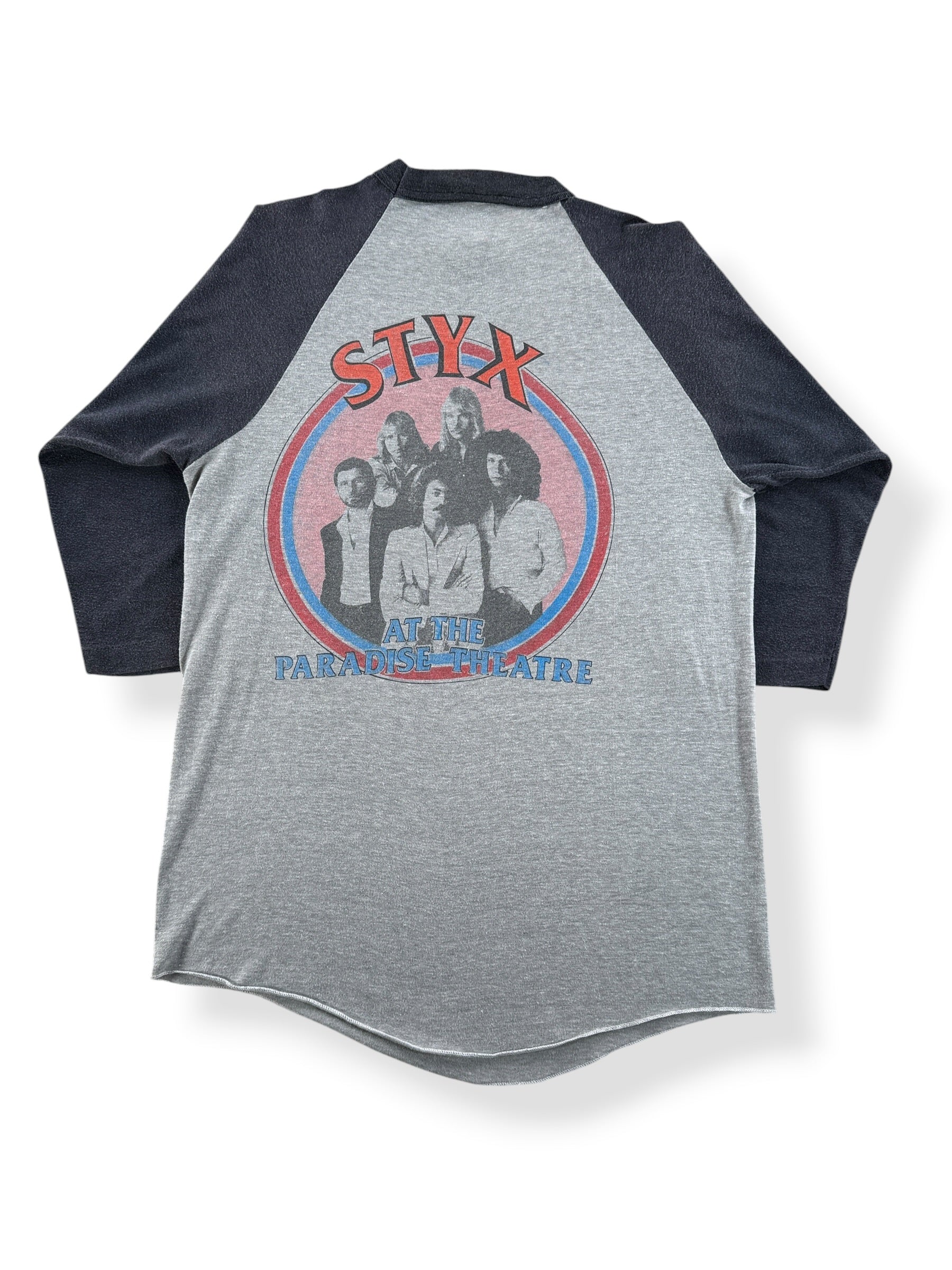 Back of Vintage Styx '81 World Tour Raglan Tee SZ L (Fits M)