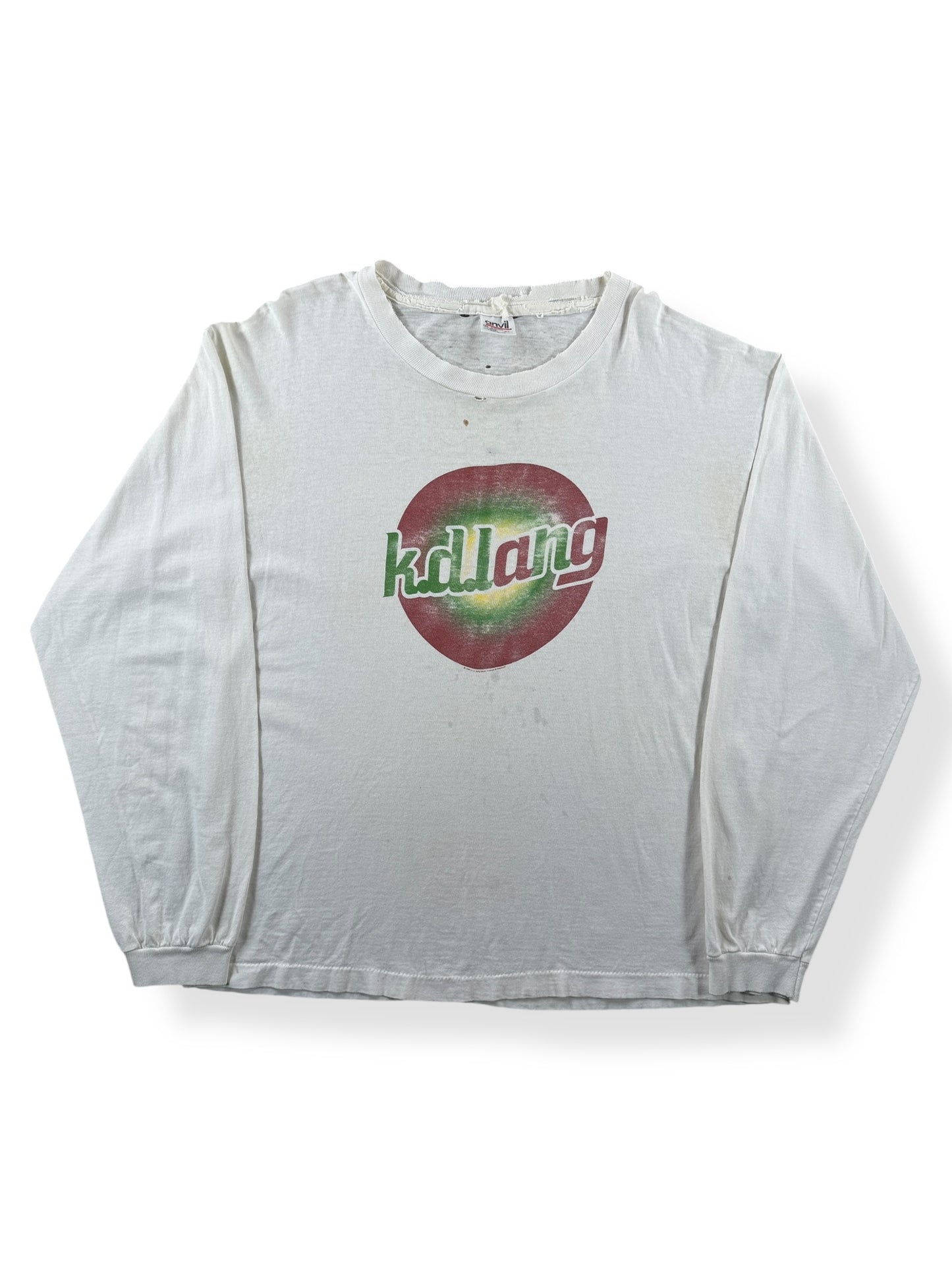 Front of Vintage Canadian Crooner K.D. Lang Long Sleeve Thrasher Tee SZ XL