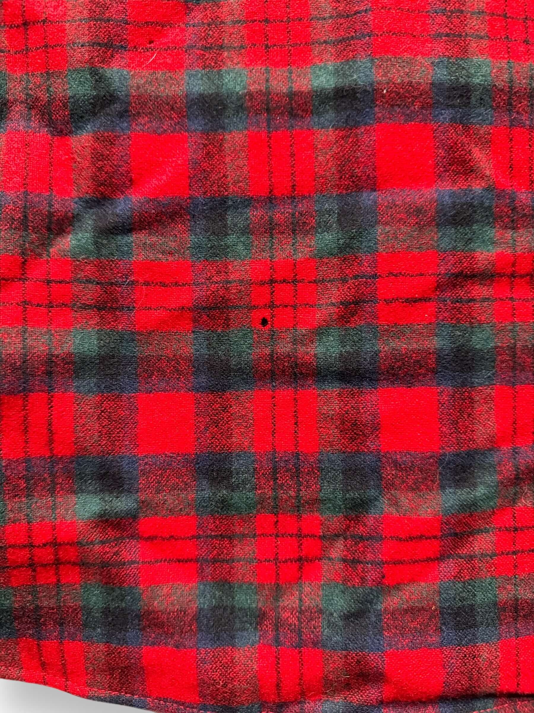 pinhole on Vintage Pendleton Red/Green Plaid Flannel SZ S