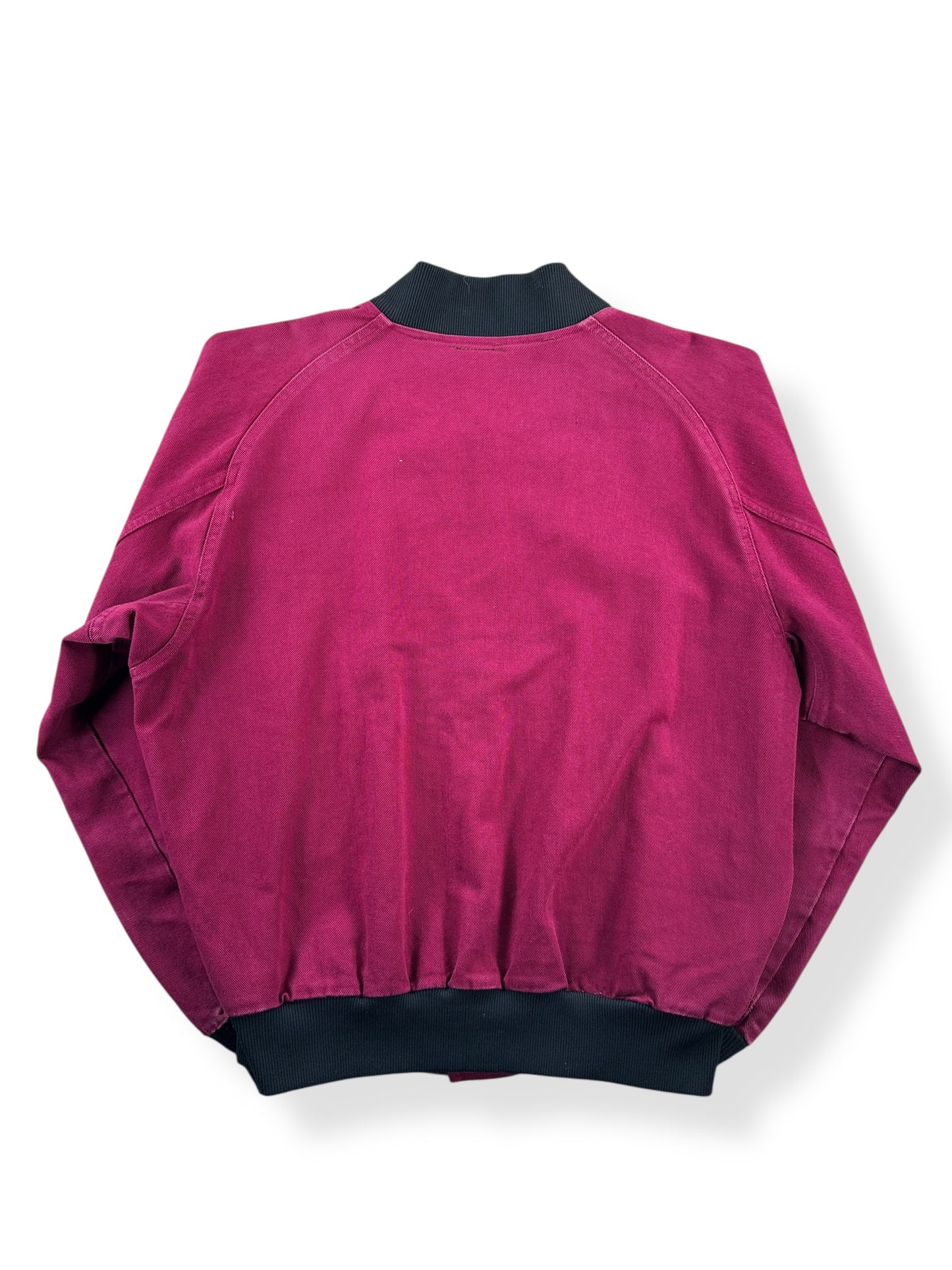 Back of Vintage "Smooth Moves" Burgundy Bomber Jacket SZ M
