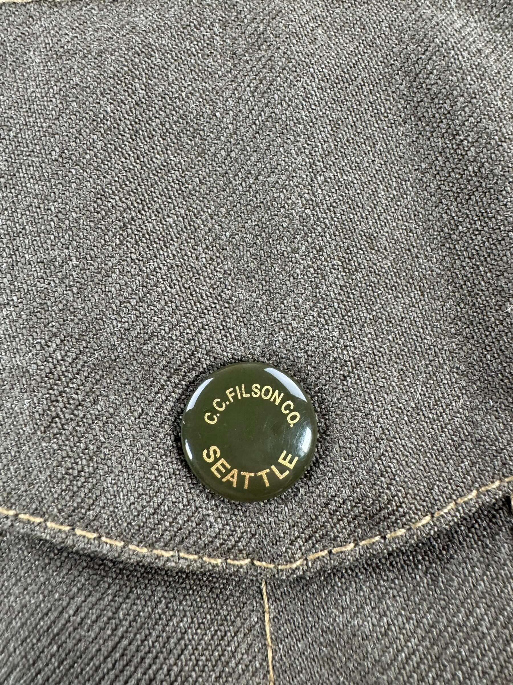 Button on Filson 1897 Collection Repro Forestry Cloth Cruiser Jacket SZ L