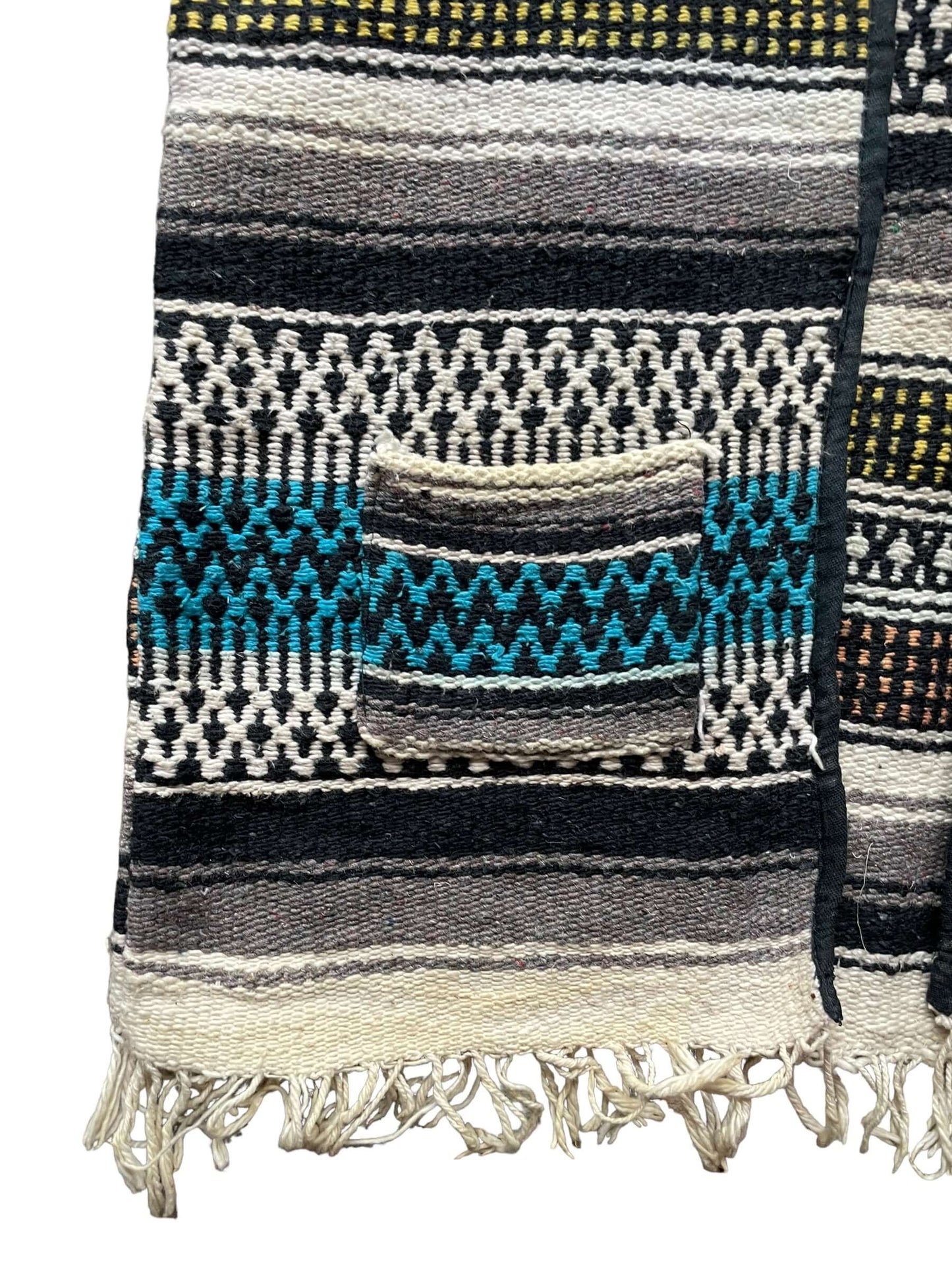 Front lower left side view of Vintage 1960s Mexican Blanket Souvenir Vest | Vintage Ladies Clothing | Barn Owl True Vintage