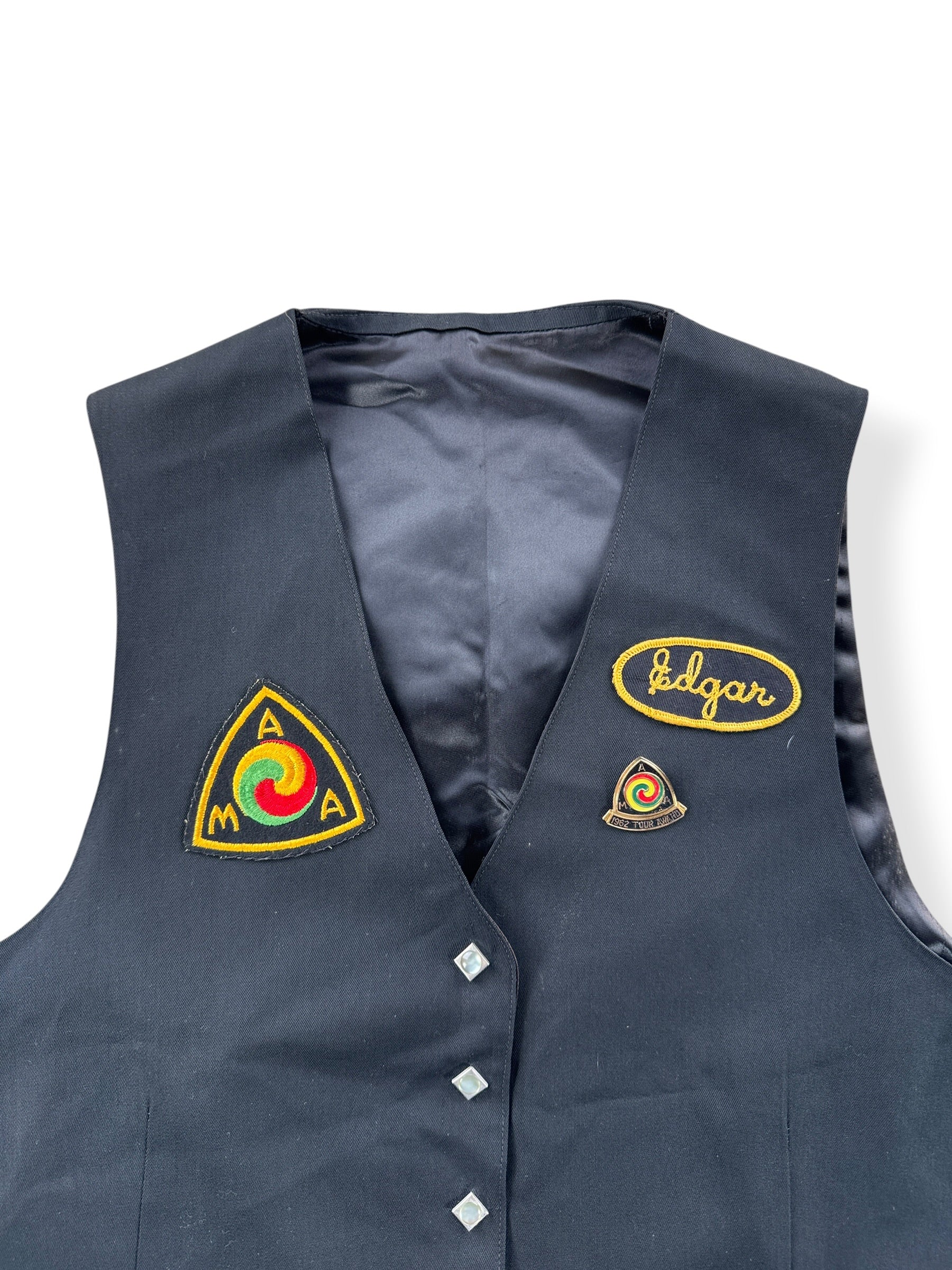 Collar on Vintage Hummingbirds "Edgar" Motorcycle Club Member Vest SZ M