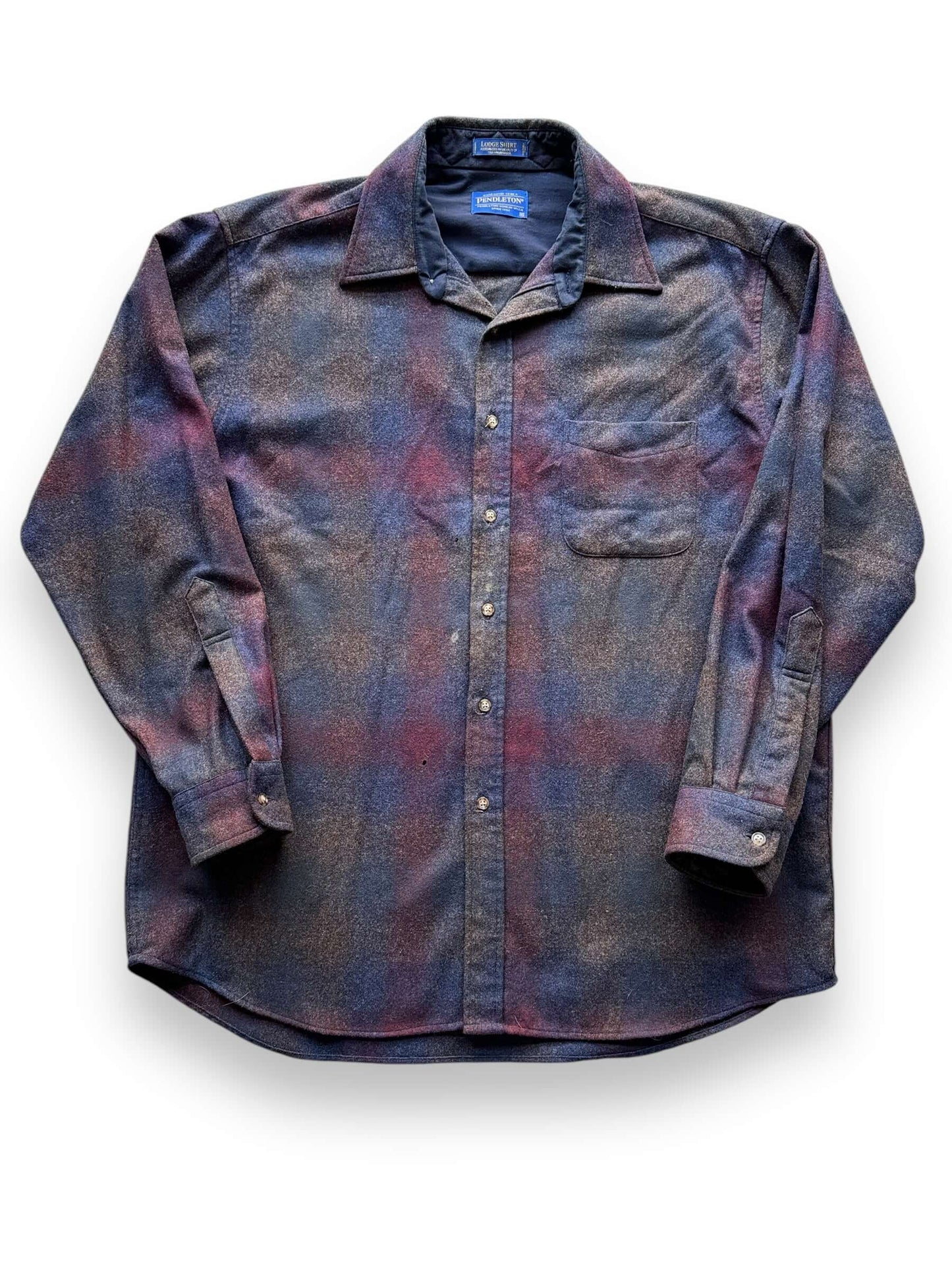 front of Vintage Pendleton Shadowyplaid Lodge Shirt Flannel SZ XL