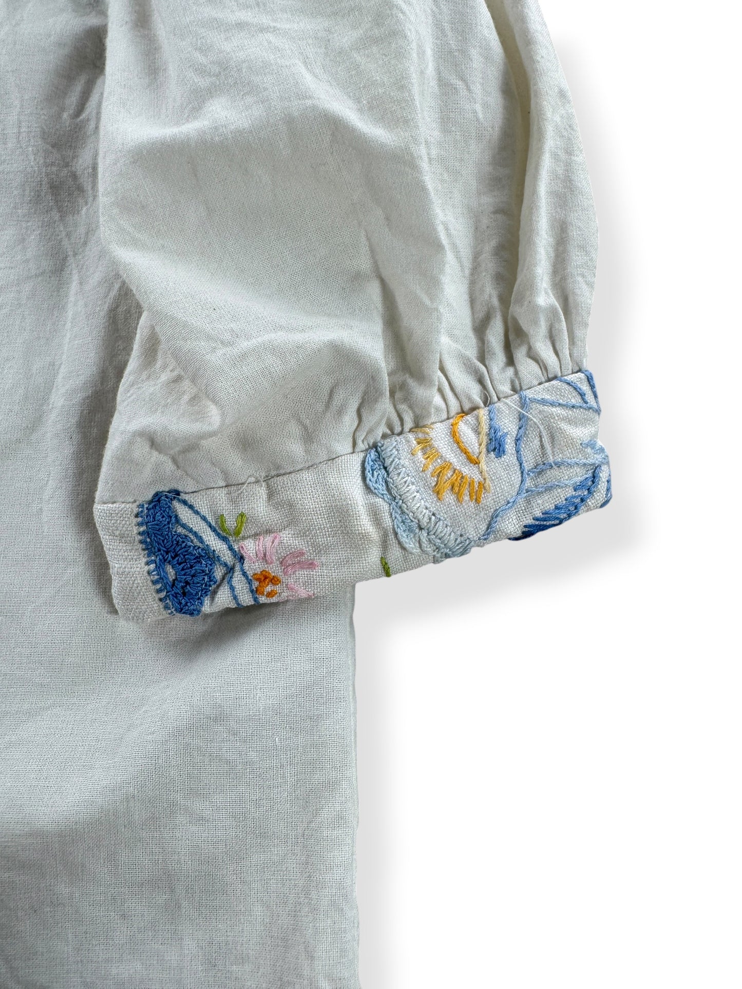 Embroidery of left cuff on Vintage KAS Embroidered Blouse SZ M