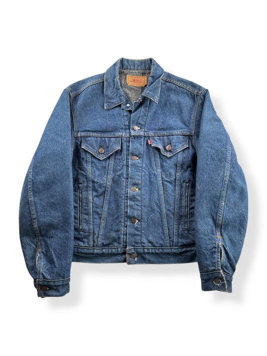 Front of Vintage Levi's Blanket Lined Dark Wash Type 3 Trucker Jacket SZ 42
