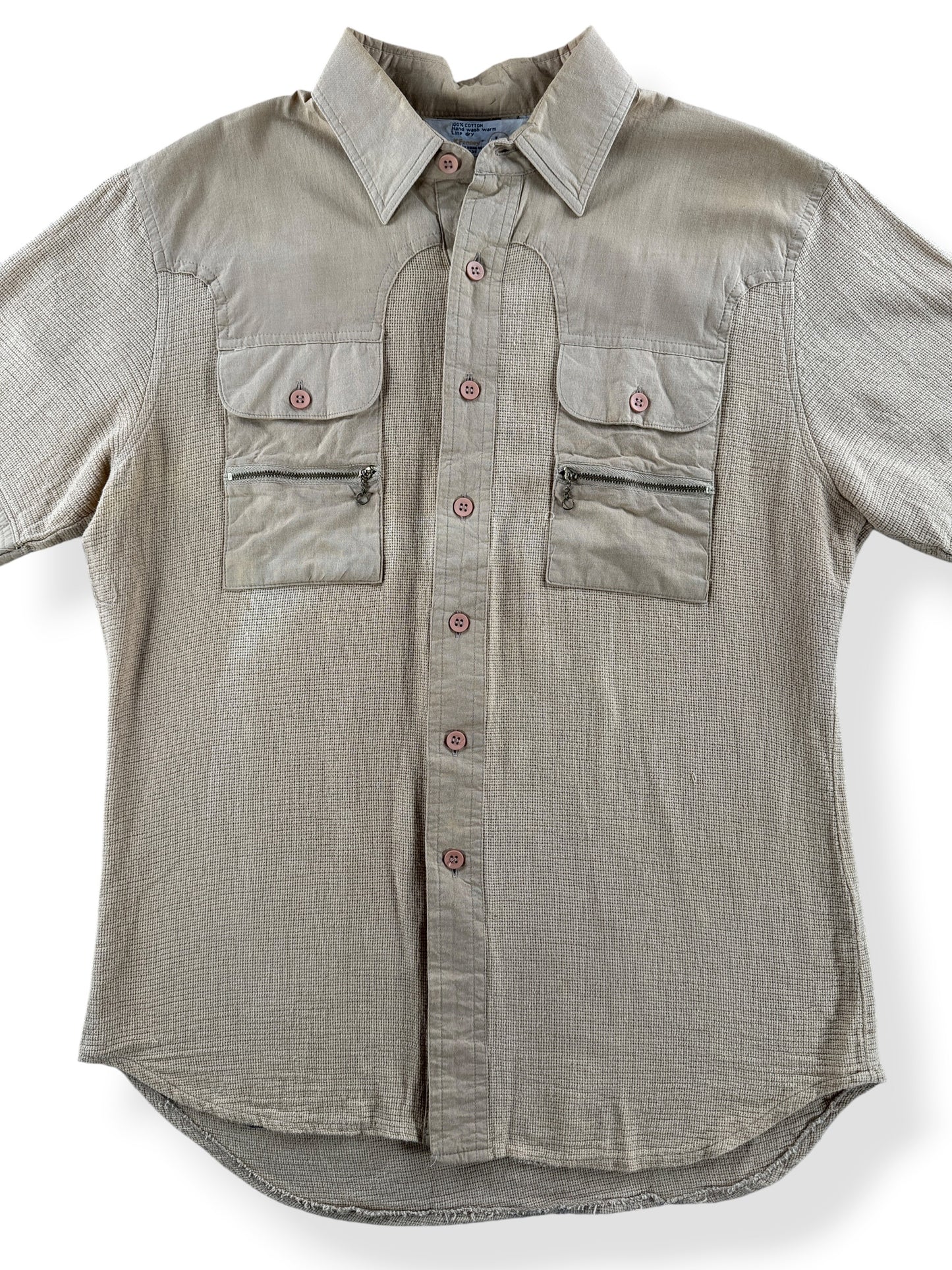 Front Close Up of Vintage JC Penney Safari Shirt SZ L (Fits M)