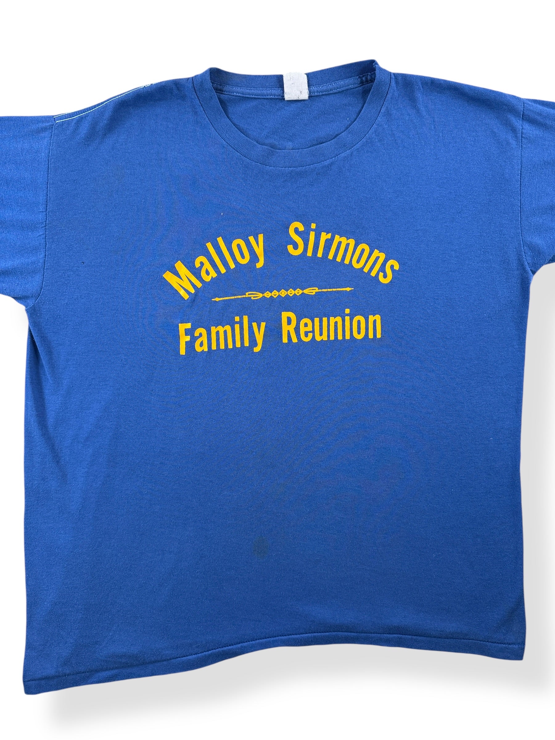 Front Close Up of Vintage Malloy Sirmons Family Reunion Tee SZ XXL (Fits XL)