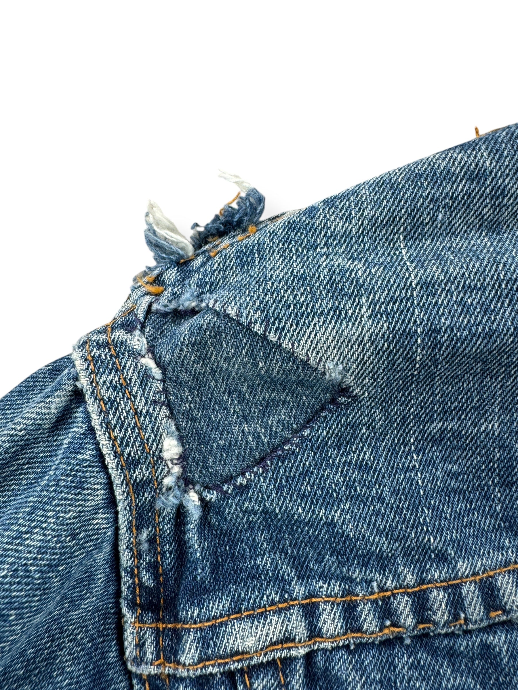 Repair on Vintage Distressed Levis 2 Pocket Trucker Jacket SZ XS