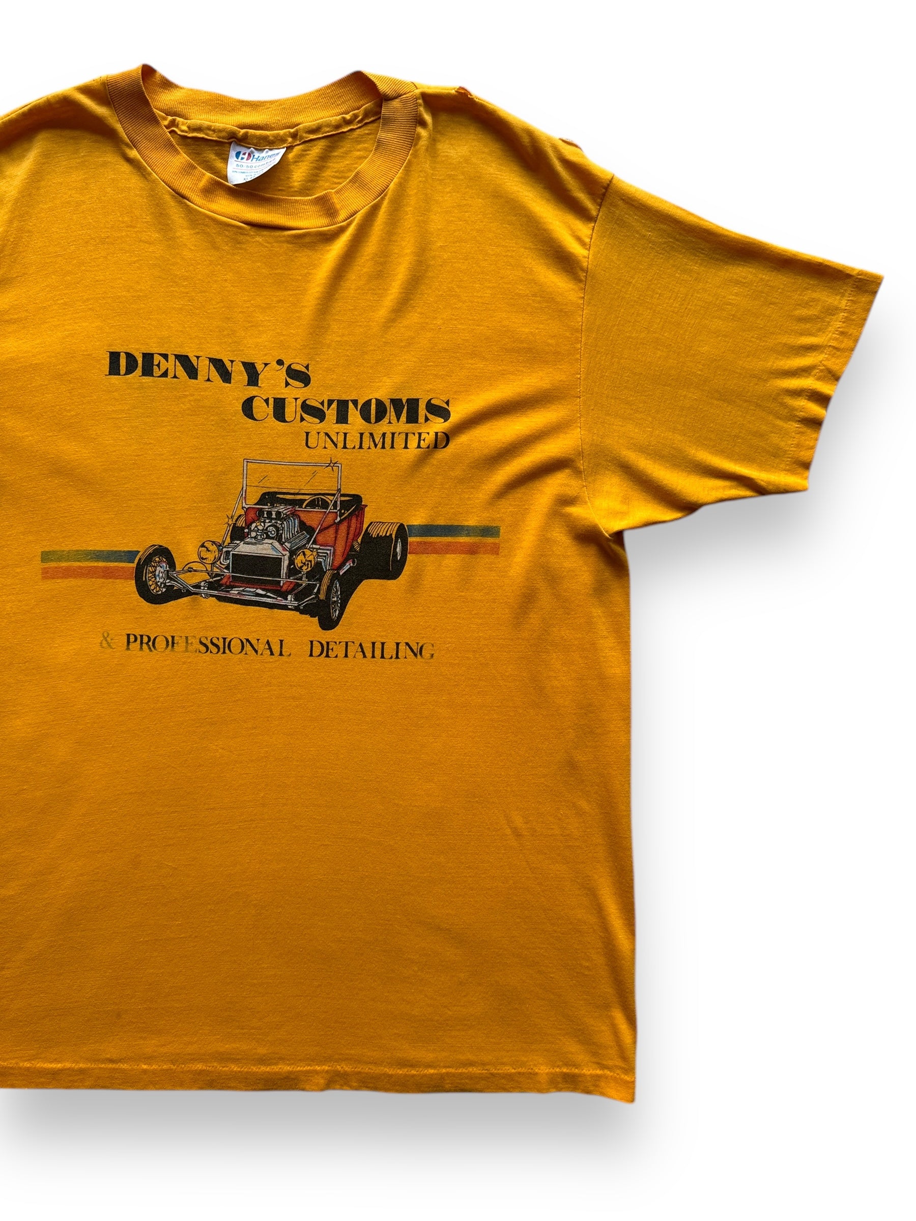 front left of Vintage Denny's Custom Auto Tee SZ XL