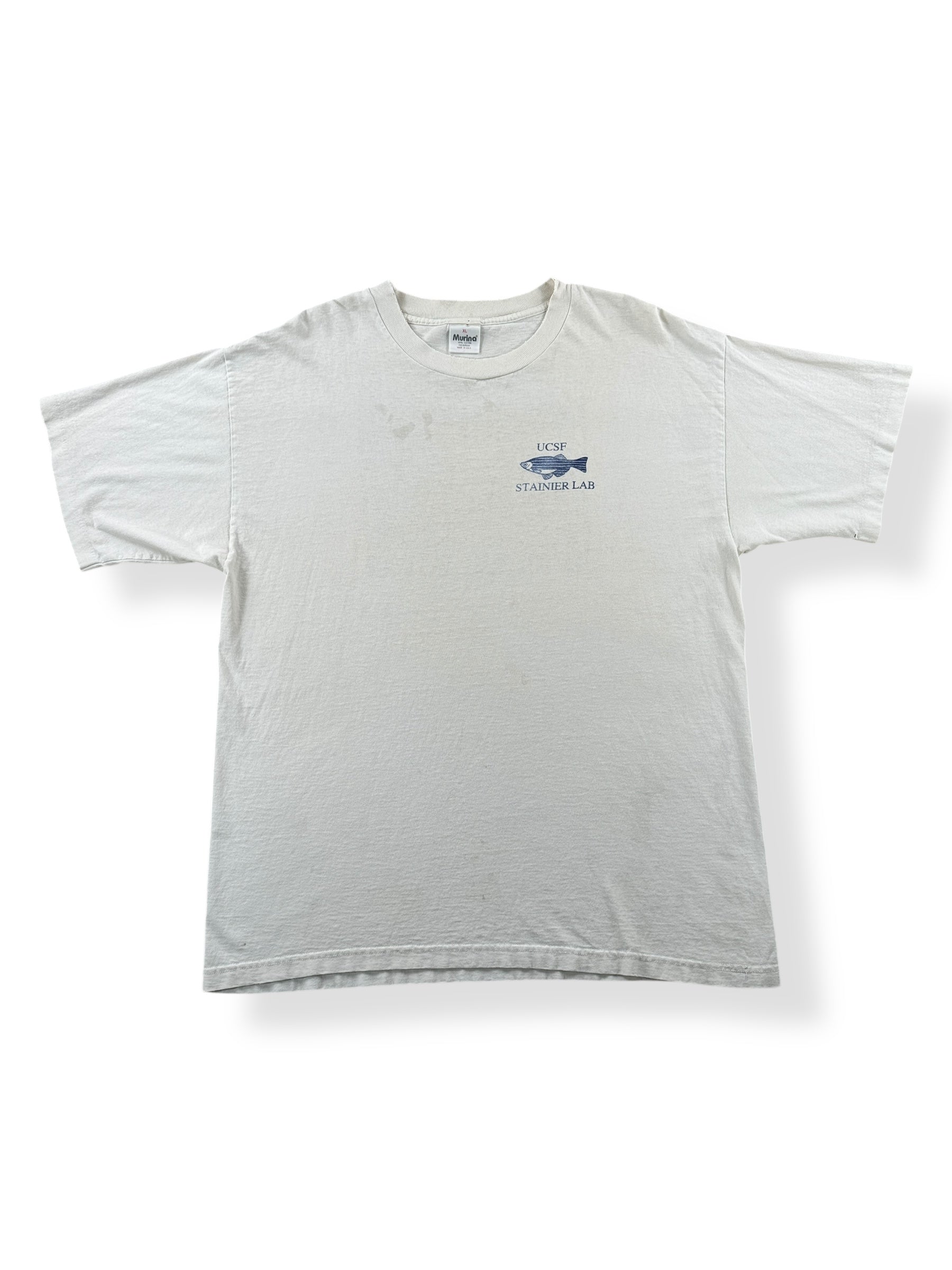 Front of Vintage Thrasher UCSF Stainier Lab Bootleg Ray Troll Tee SZ XL