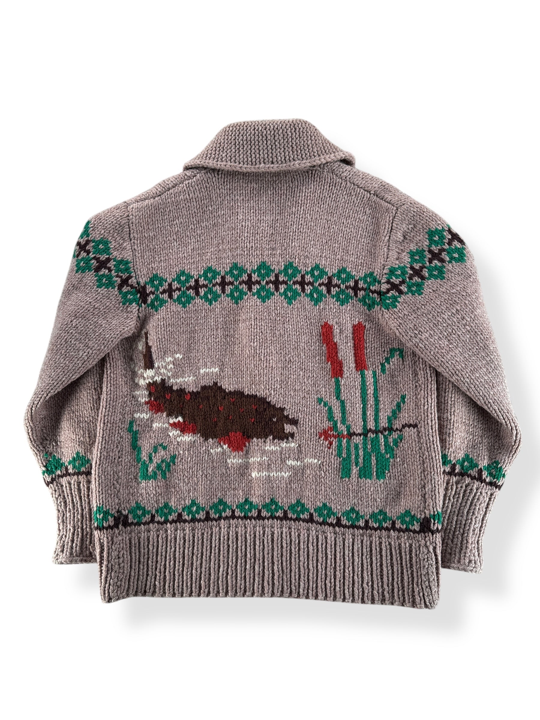 Back of Vintage Trout Cowichan Sweater SZ L