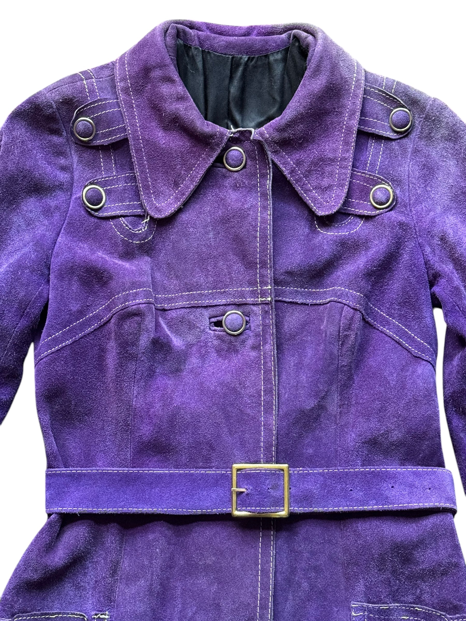 Top view of 1960s Purple Suede Trench Coat S