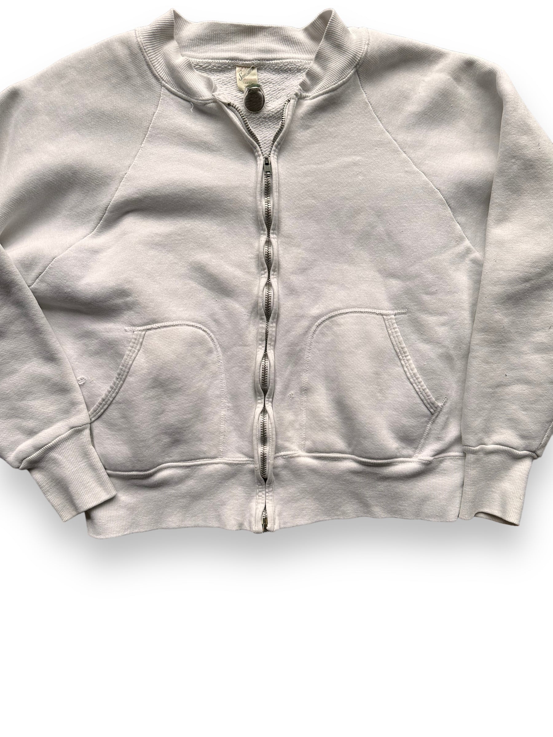 Front Detail on Vintage Russell Quality Sportswear Zip Up Sweatshirt SZ XL | Vintage Sweatshirt Seattle | Barn Owl Vintage Seattle