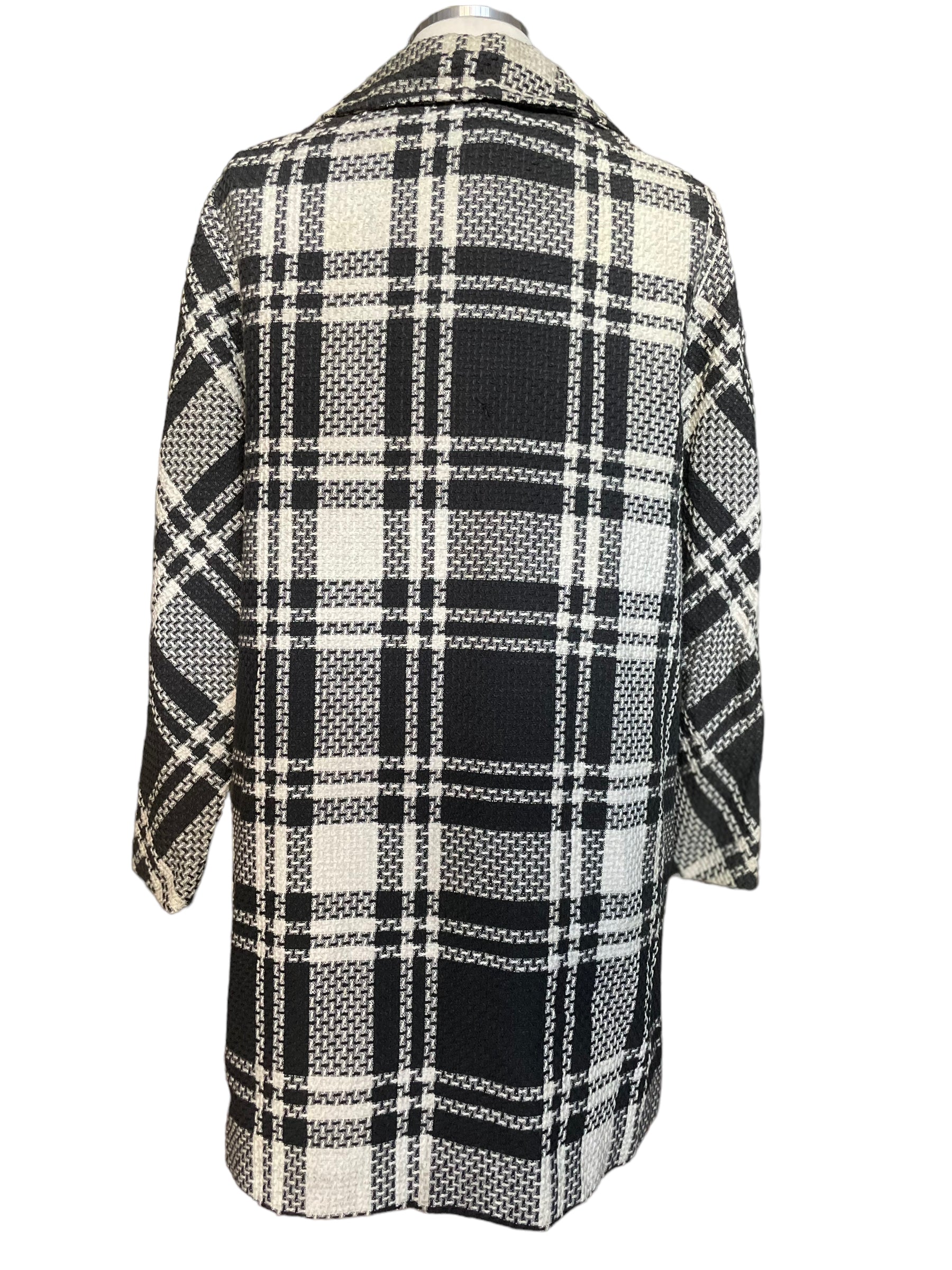 Full back view of Vintage 1960s Black and White Plaid Coat | Barn Owl Ladies Coats | Seattle True Vintage