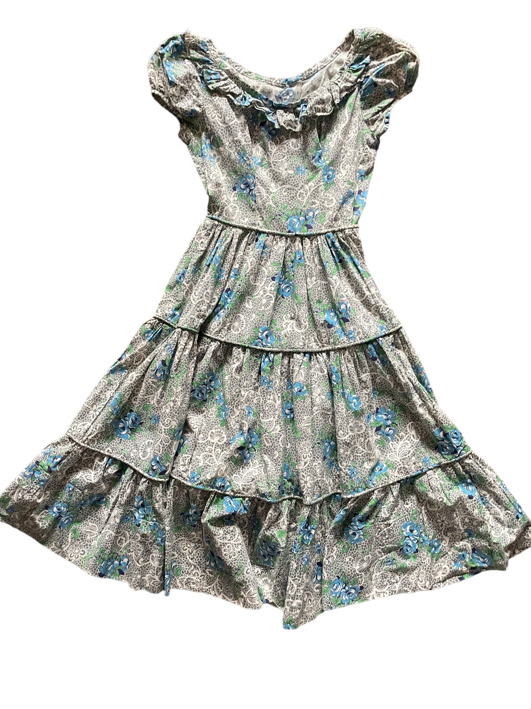 Full front view of Vintage 1950s Floral Western Swing Dress SZ XS |  Barn Owl Vintage Dresses | Seattle Vintage Ladies Clothing