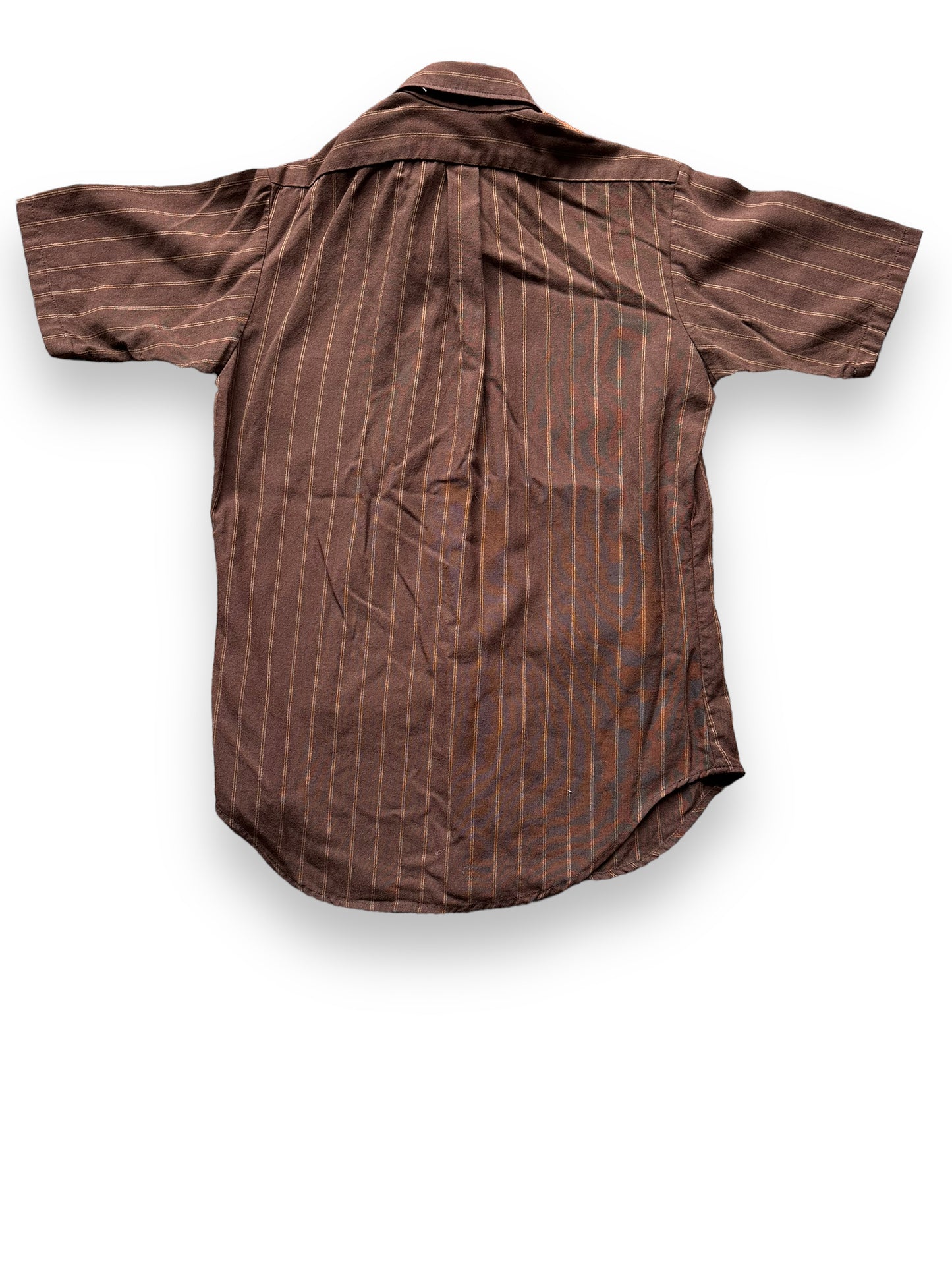 Rear View of Vintage Davinci Brown Stripe Short Sleeve Button Up Shirt SZ M | Vintage Button Up Shirt Seattle | Barn Owl Vintage Seattle