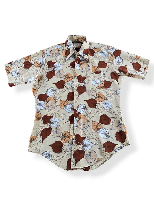Front of Vintage Kings Road Polyester Leaf Pattern Shirt SZ L