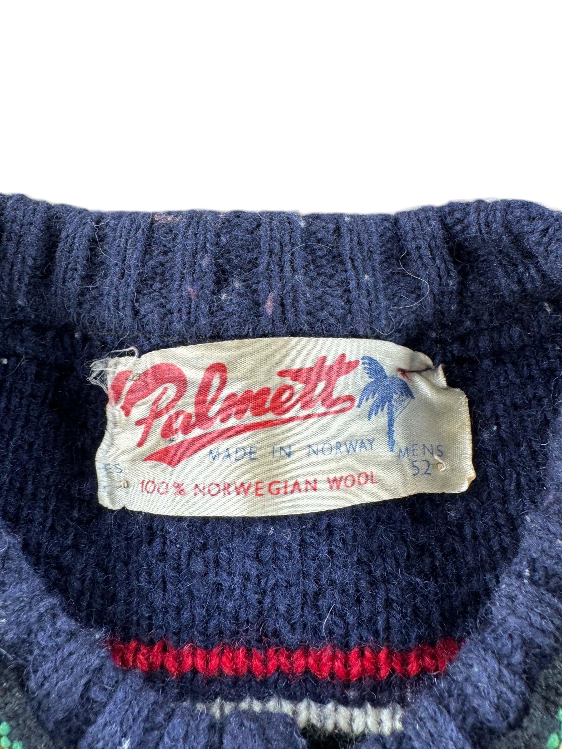 Label on Vintage Norwegian Cardigan Sweater SZ XL
